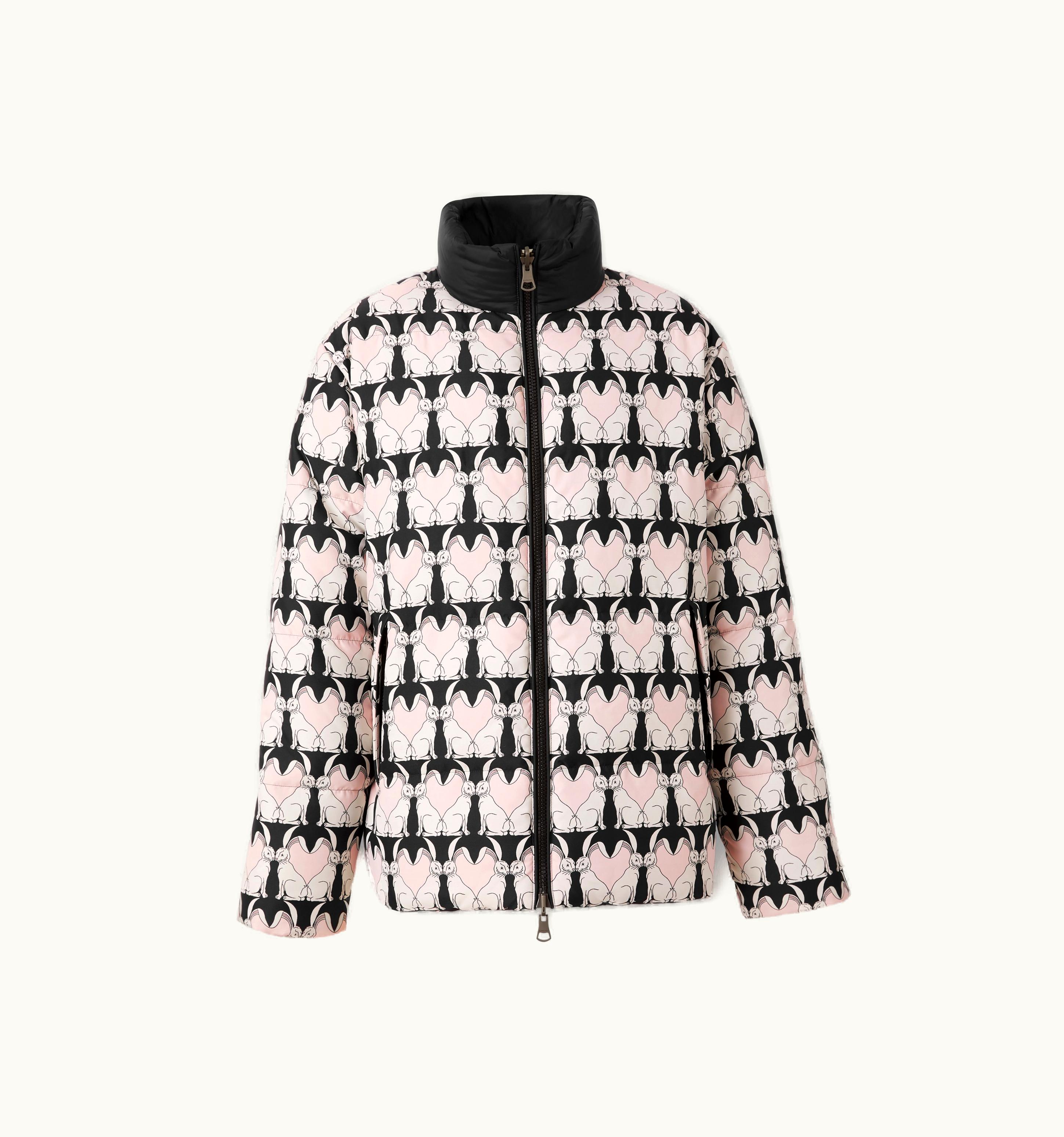Burberry Burberry Rabbit Nylon Jacquard Reversible Puffer Jacket In Black - Men