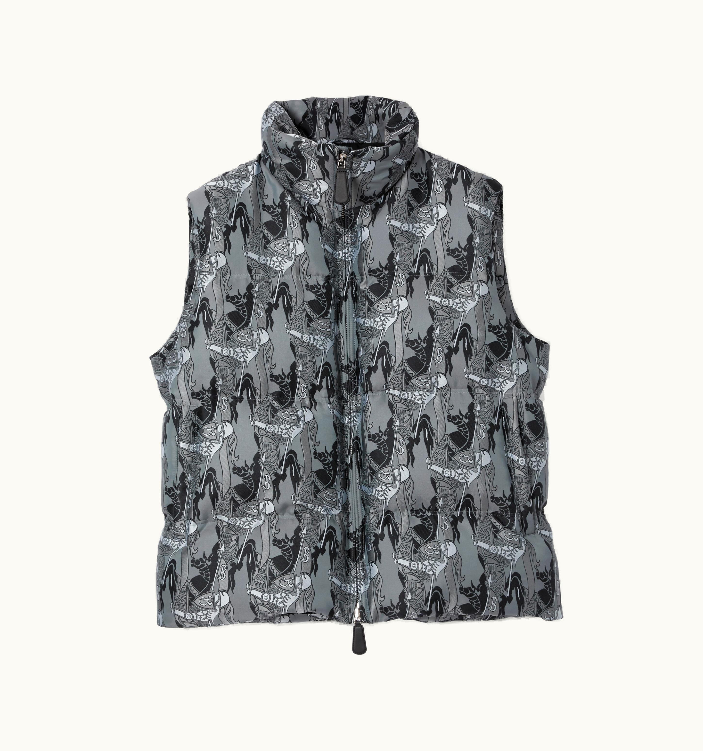 Burberry Burberry Ekd Silk Blend Jacquard Puffer Gilet In Monochrome - Men