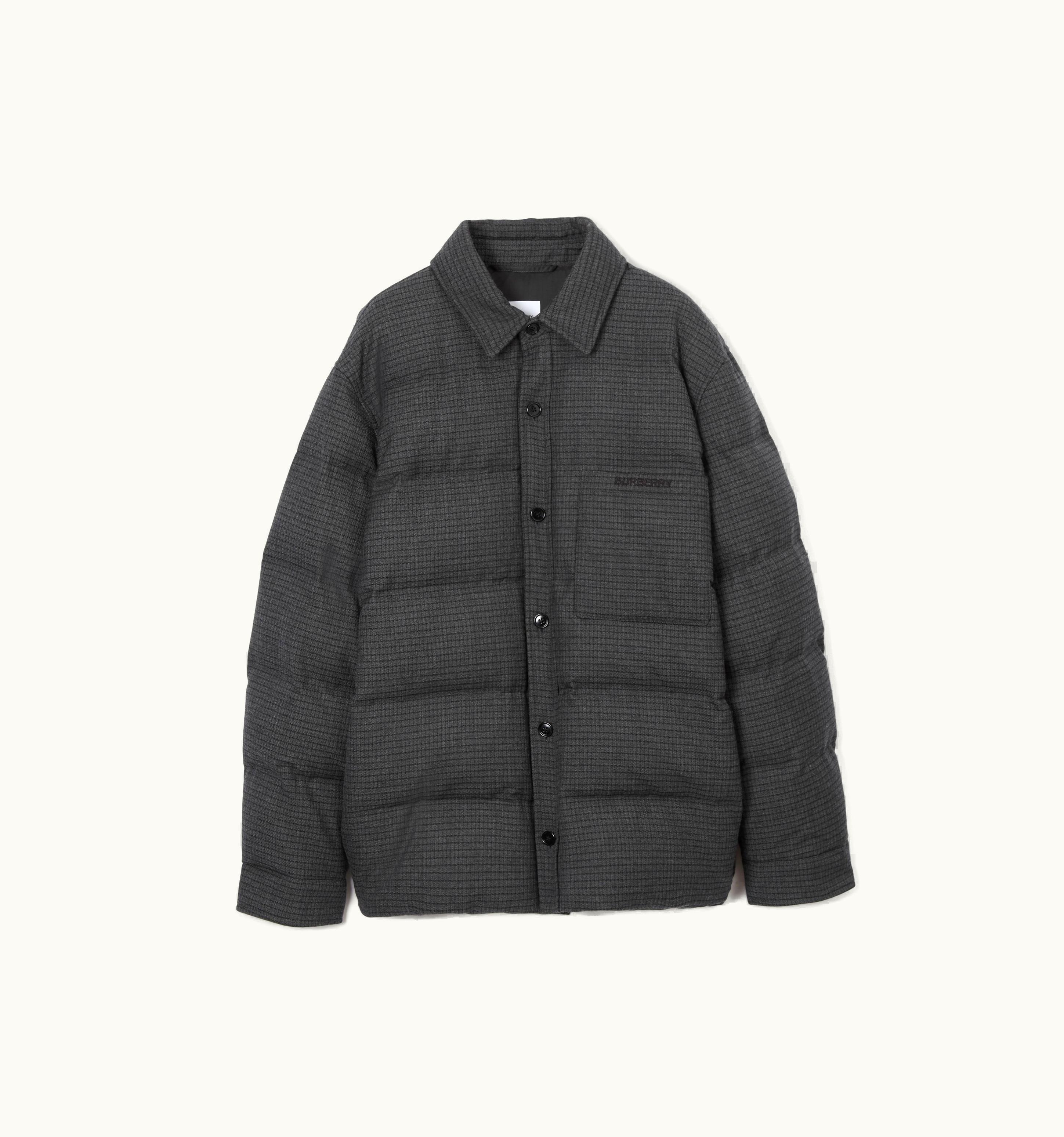 Burberry Burberry Check Wool Down-Filled Overshirt In Charcoal - Men