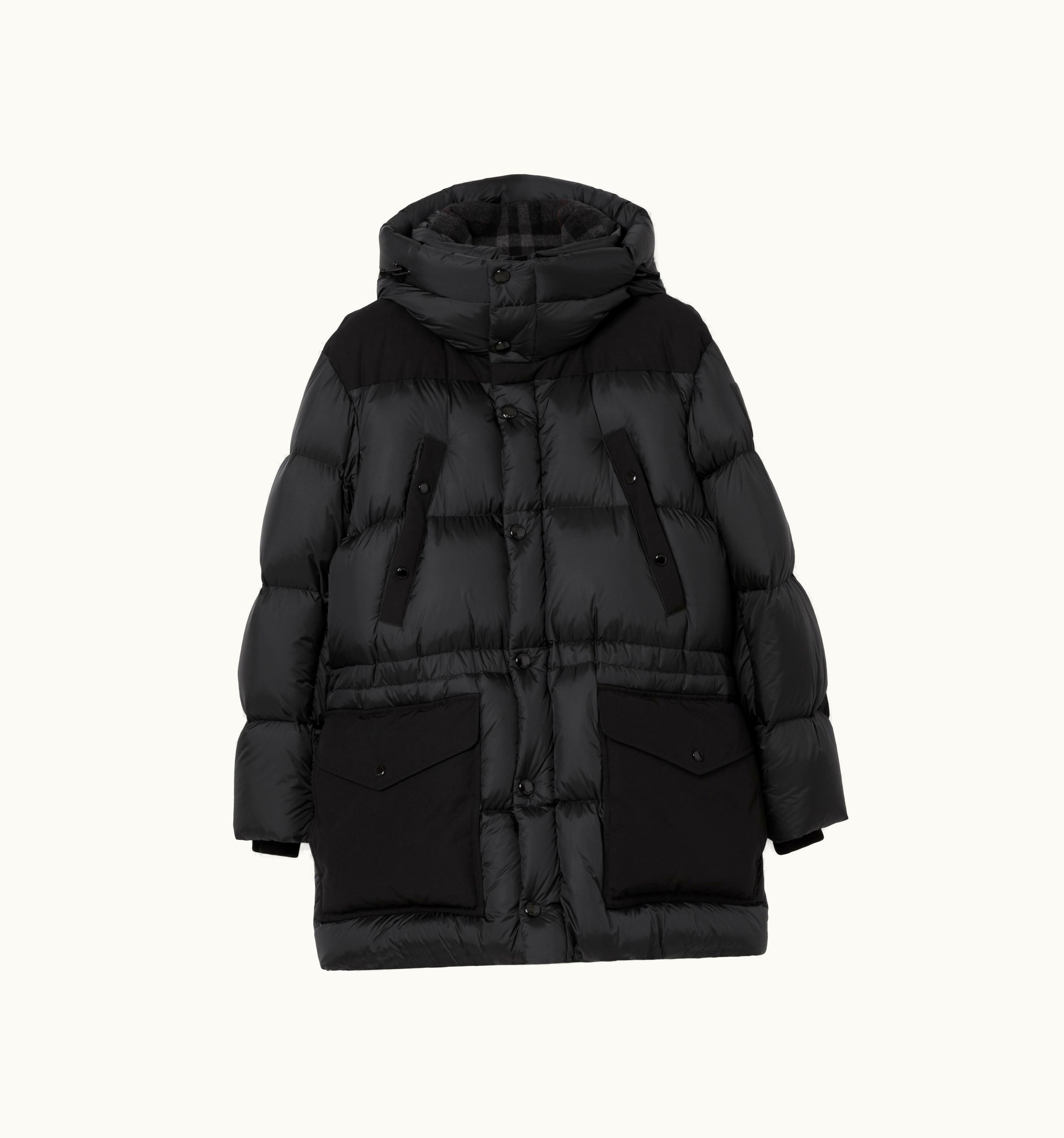 Burberry Burberry Logo Appliqué Nylon Puffer Coat In Charcoal Grey - Men