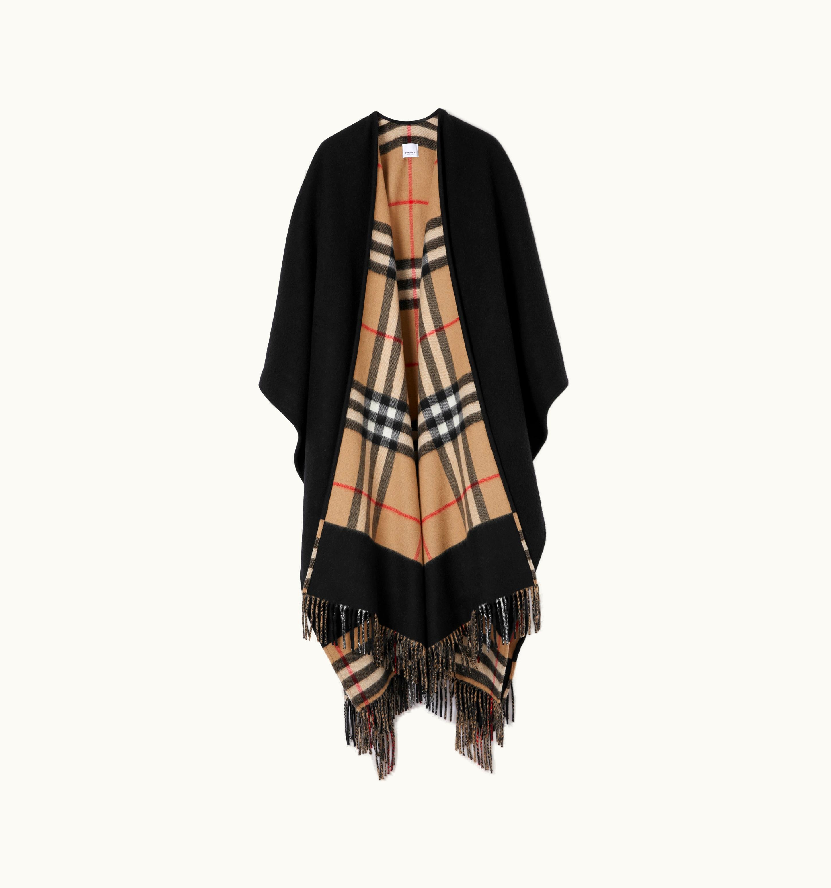 Burberry Burberry Check Wool Cashmere Reversible Cape In Black UZ0141028