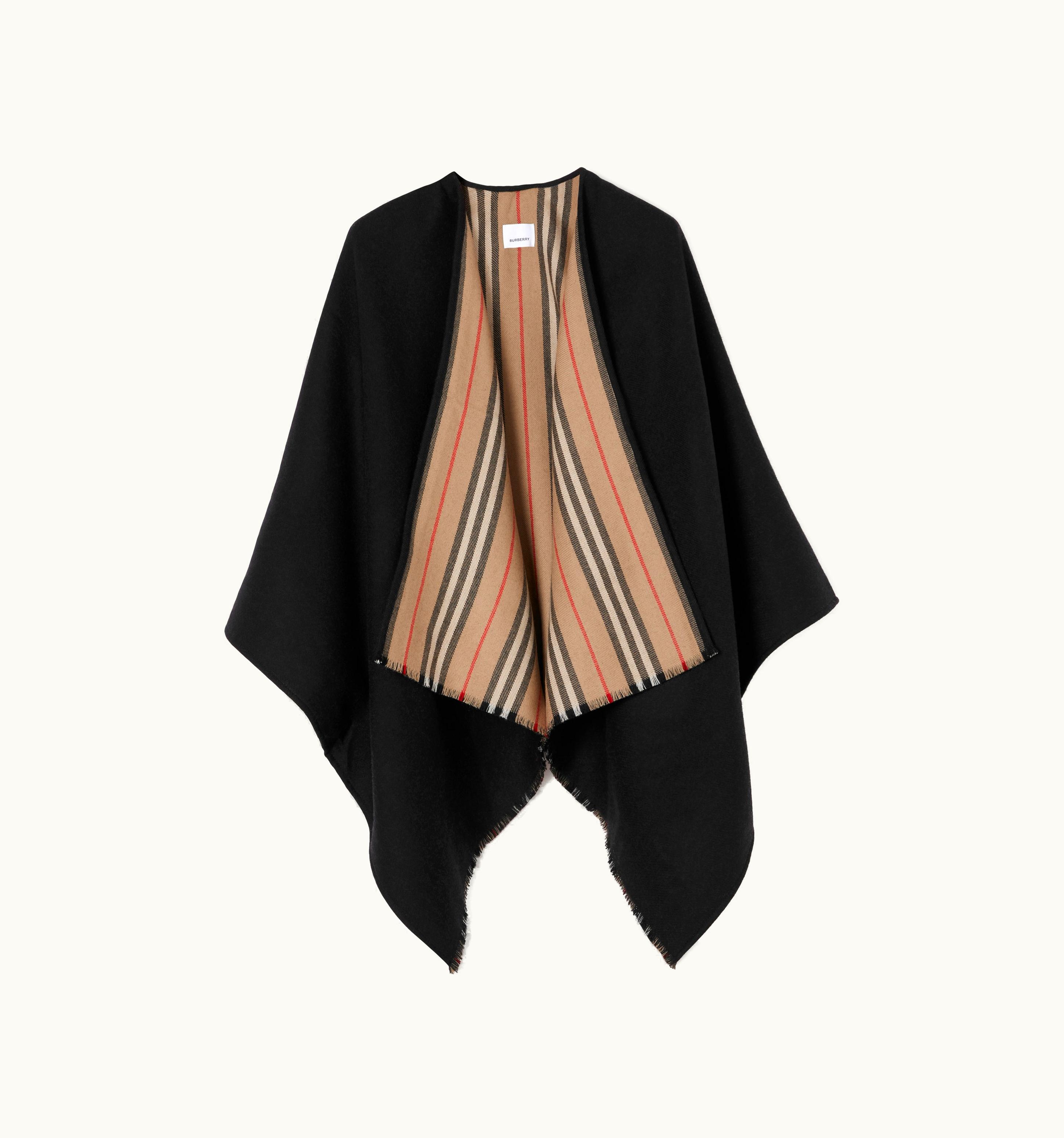 Burberry Burberry Icon Stripe Wool Reversible Cape In Black UZ0141032