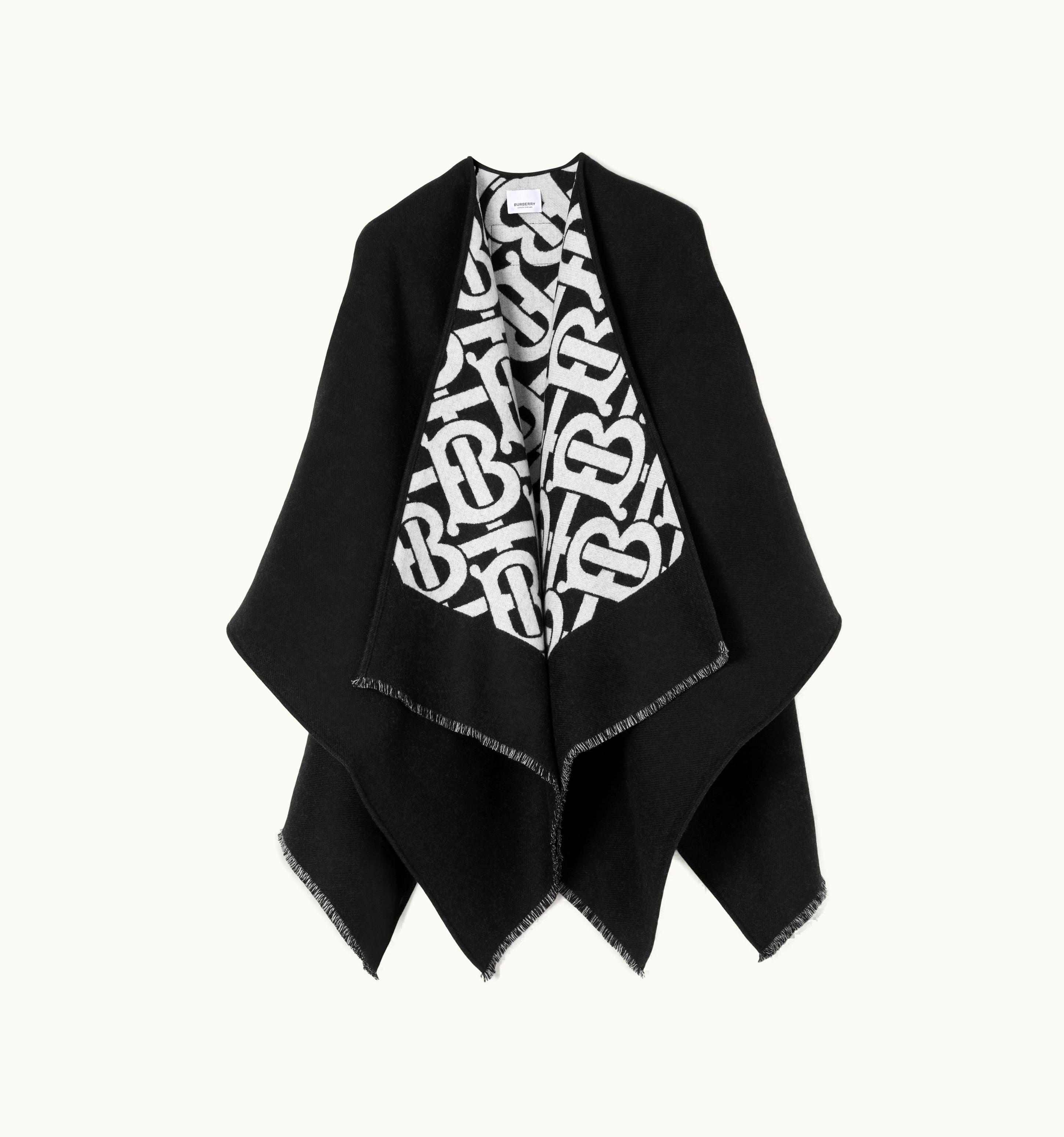 Burberry Burberry Monogram Wool Jacquard Cape In Black UZ0141038