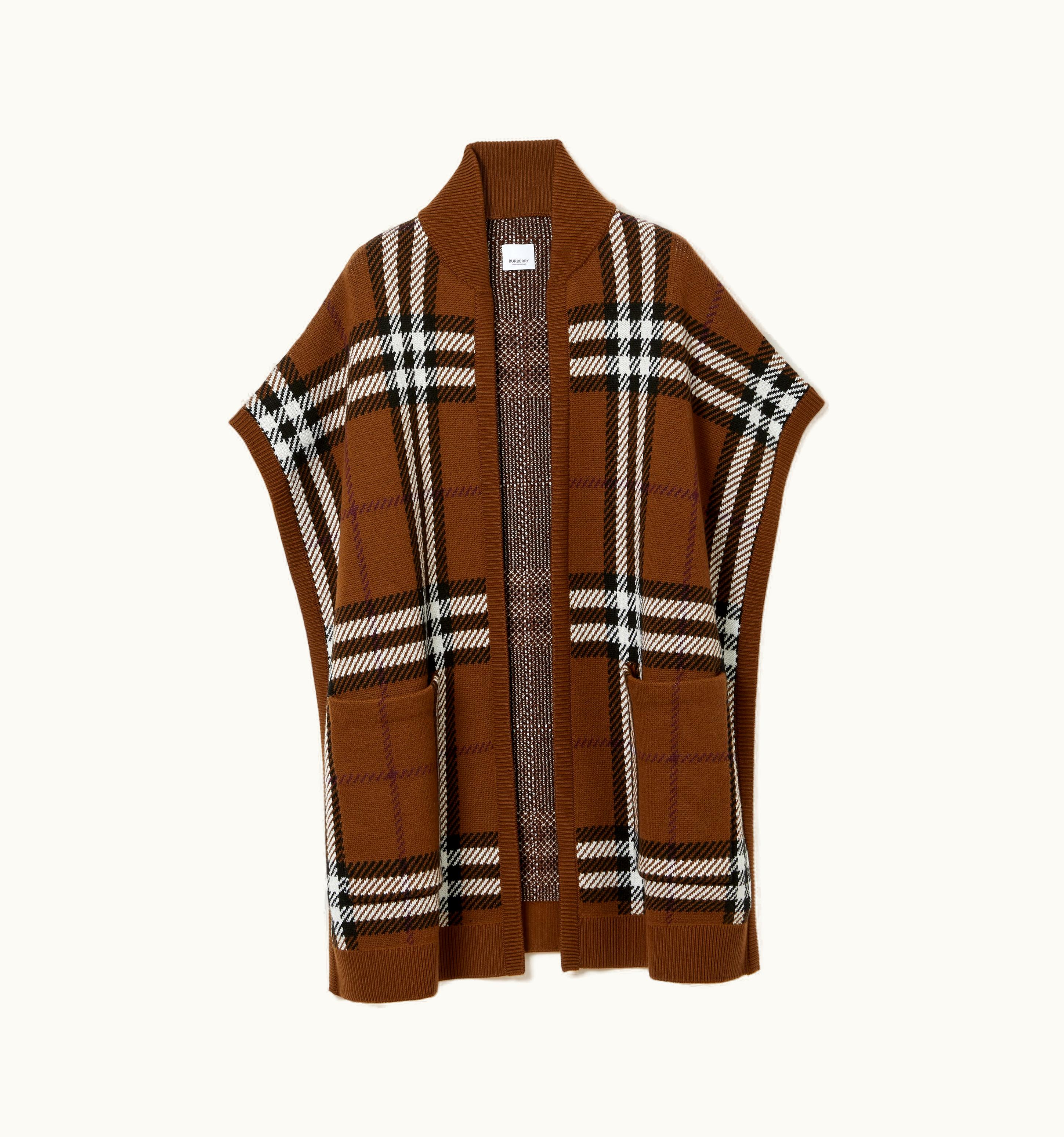 Burberry Burberry Check Wool Jacquard Cape In Dark Birch Brown UZ0141039
