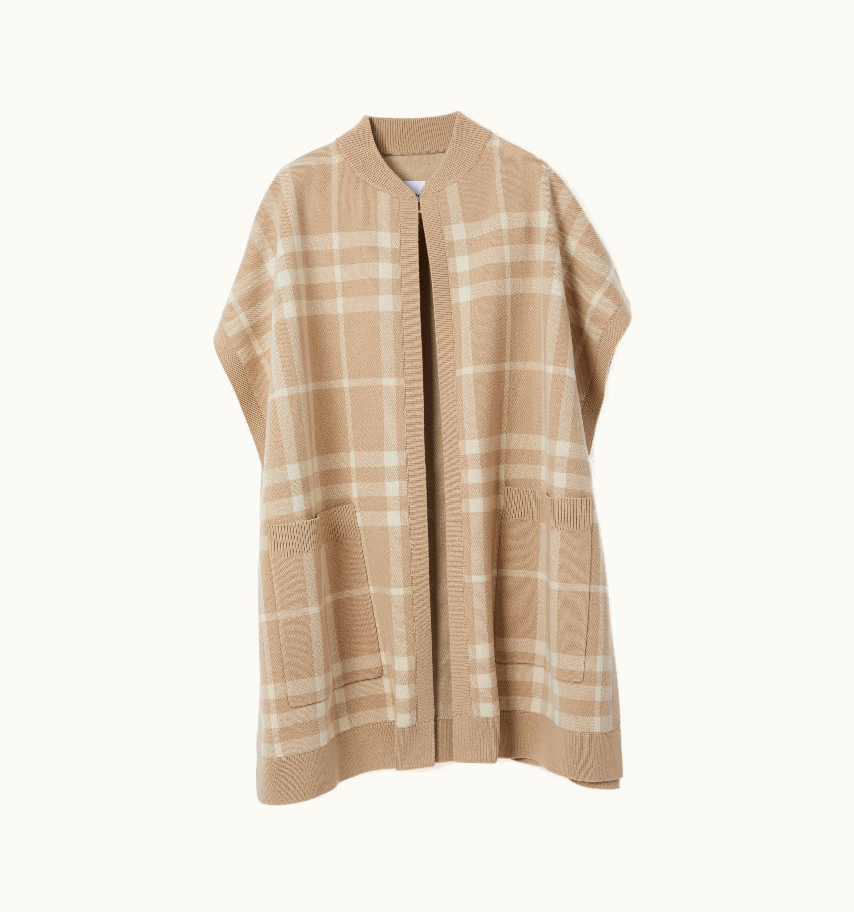 Burberry Burberry Check Wool Cashmere Jacquard Cape In Soft Fawn UZ0141045