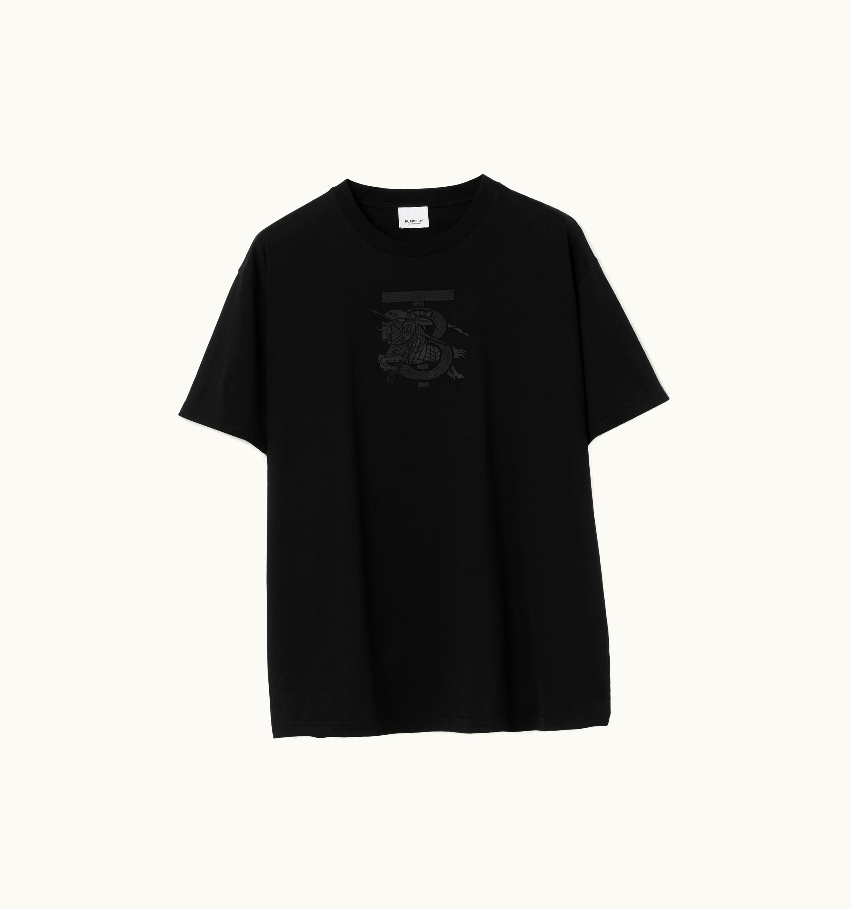 Burberry Burberry Embroidered Monogram Ekd Cotton T-Shirt In Black - Men UZ0141059