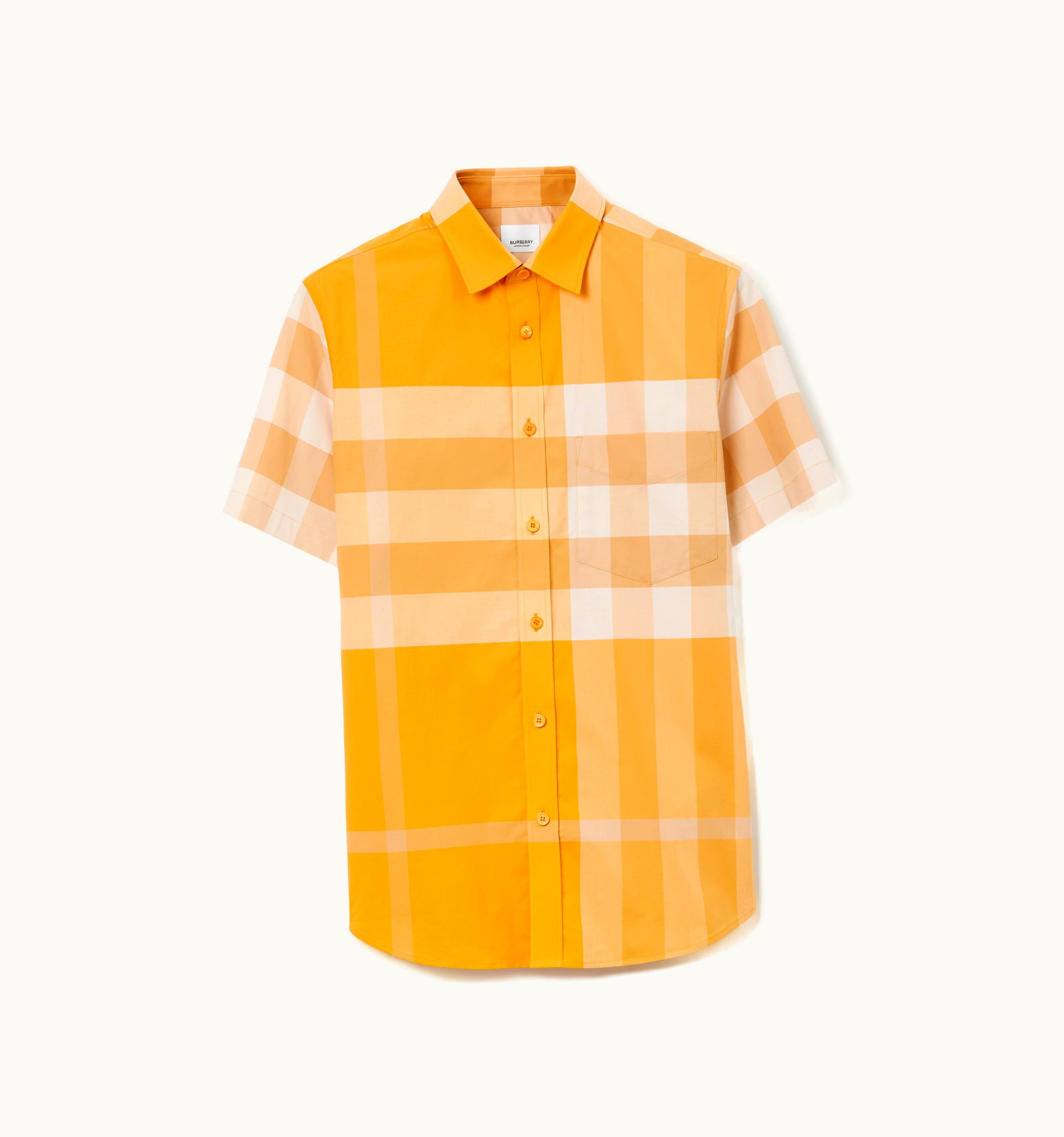 Burberry Burberry Short-Sleeve Check Cotton Poplin Shirt In Marigold - Men