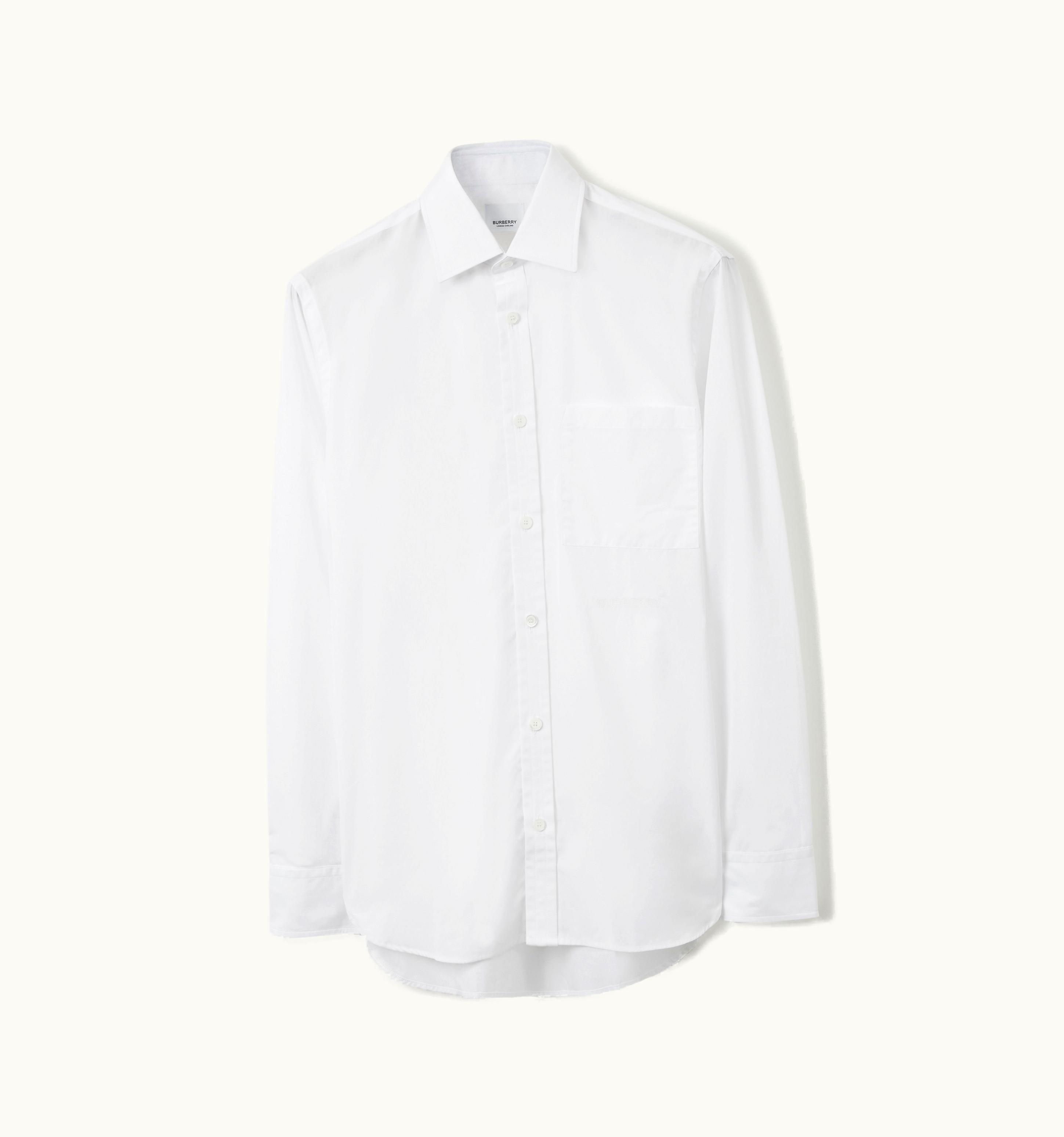 Burberry Burberry Slim Fit Embroidered Logo Cotton Shirt In Optic White - Men UZ0141066