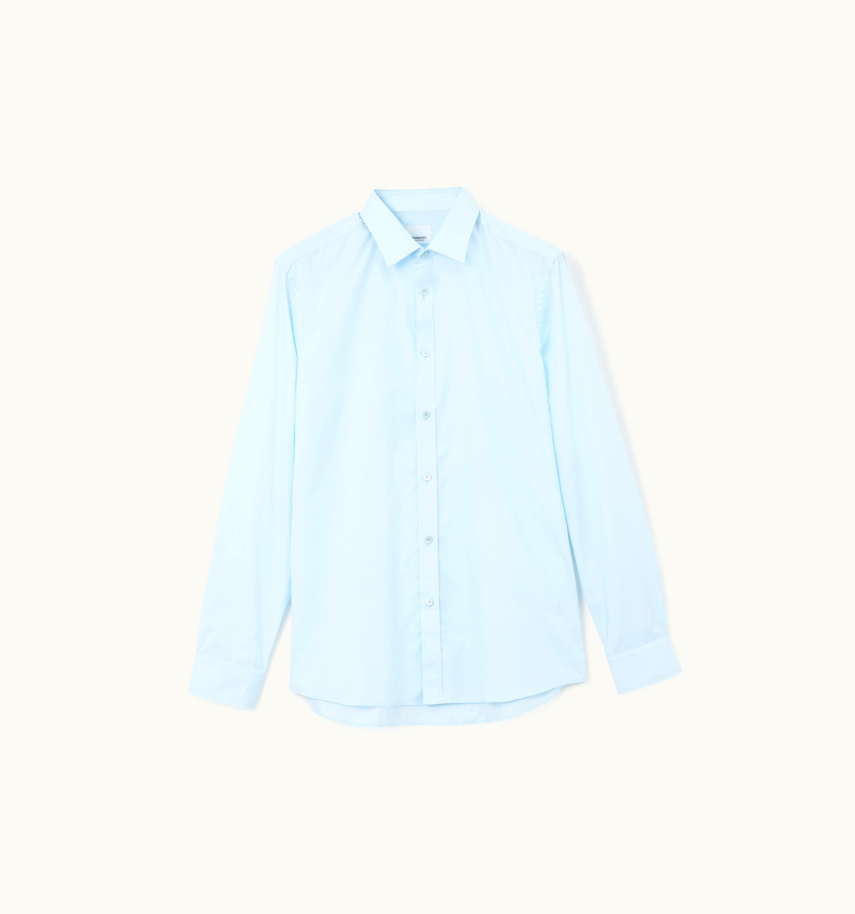 Burberry Burberry Slim Fit Monogram Motif Cotton Poplin Shirt In Pale Blue - Men UZ0141070