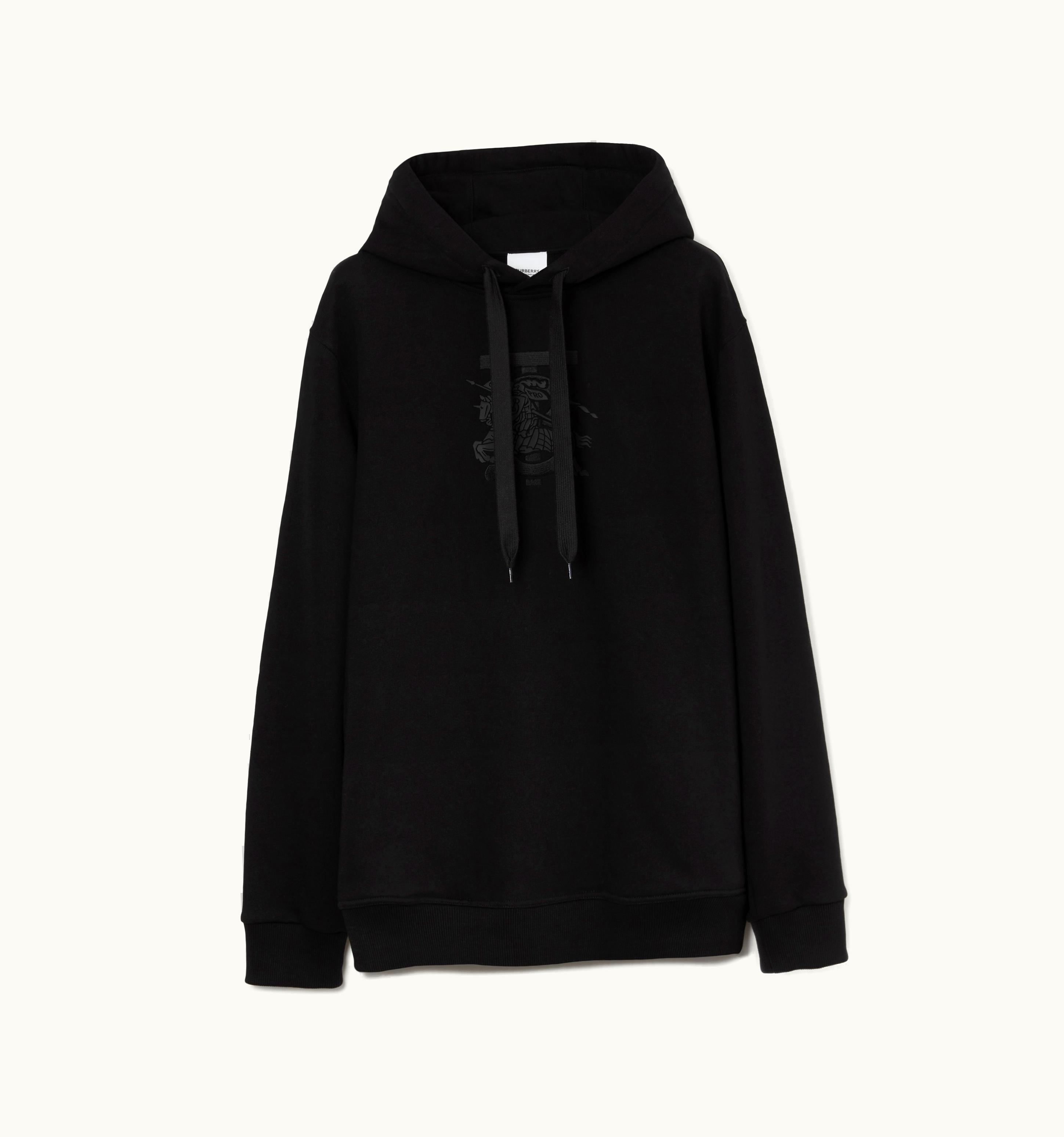 Burberry Burberry Embroidered Monogram Ekd Cotton Hoodie In Black - Men