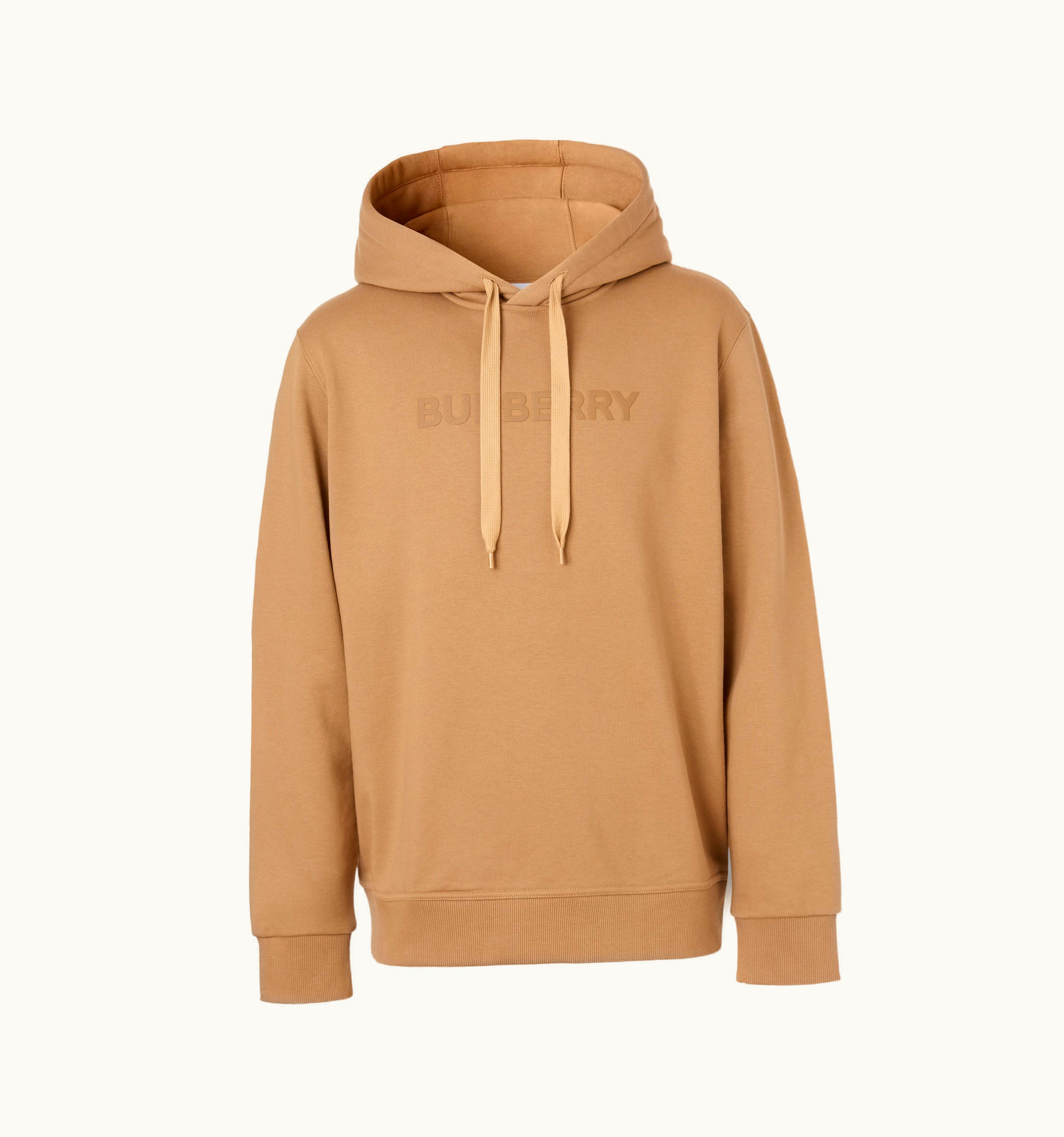 Burberry Burberry Logo Print Cotton Hoodie In Camel - Men