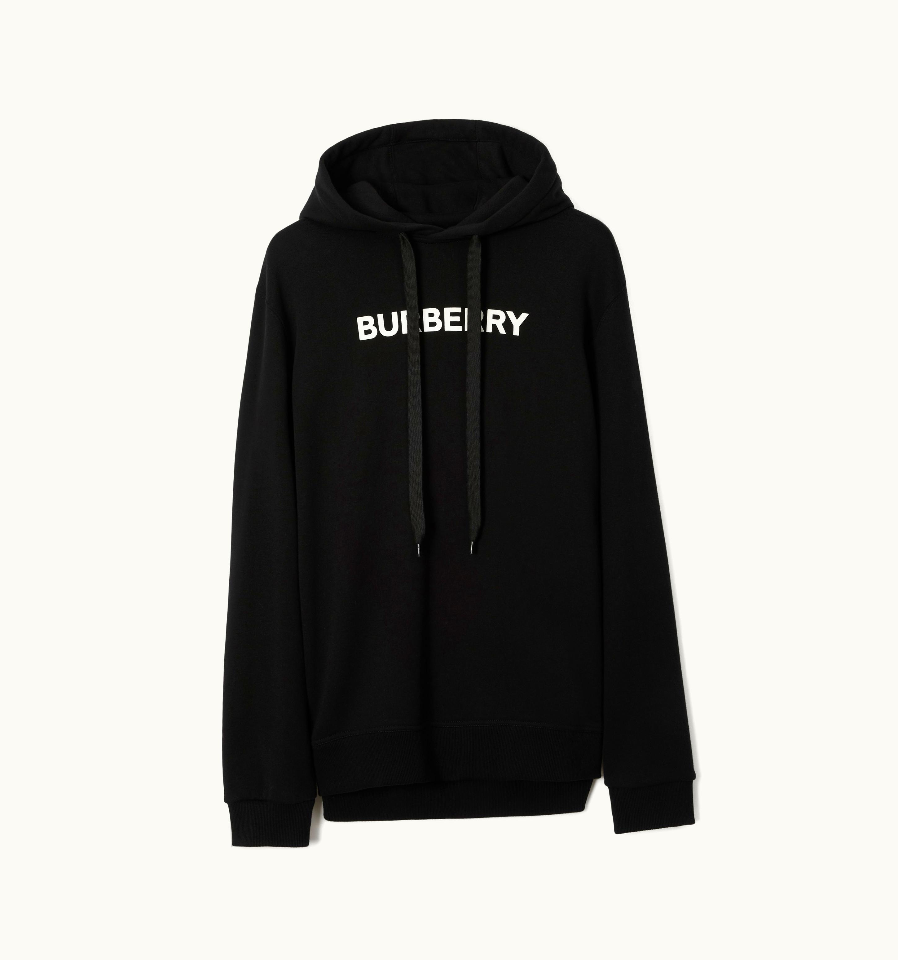 Burberry Burberry Logo Print Cotton Hoodie In Black