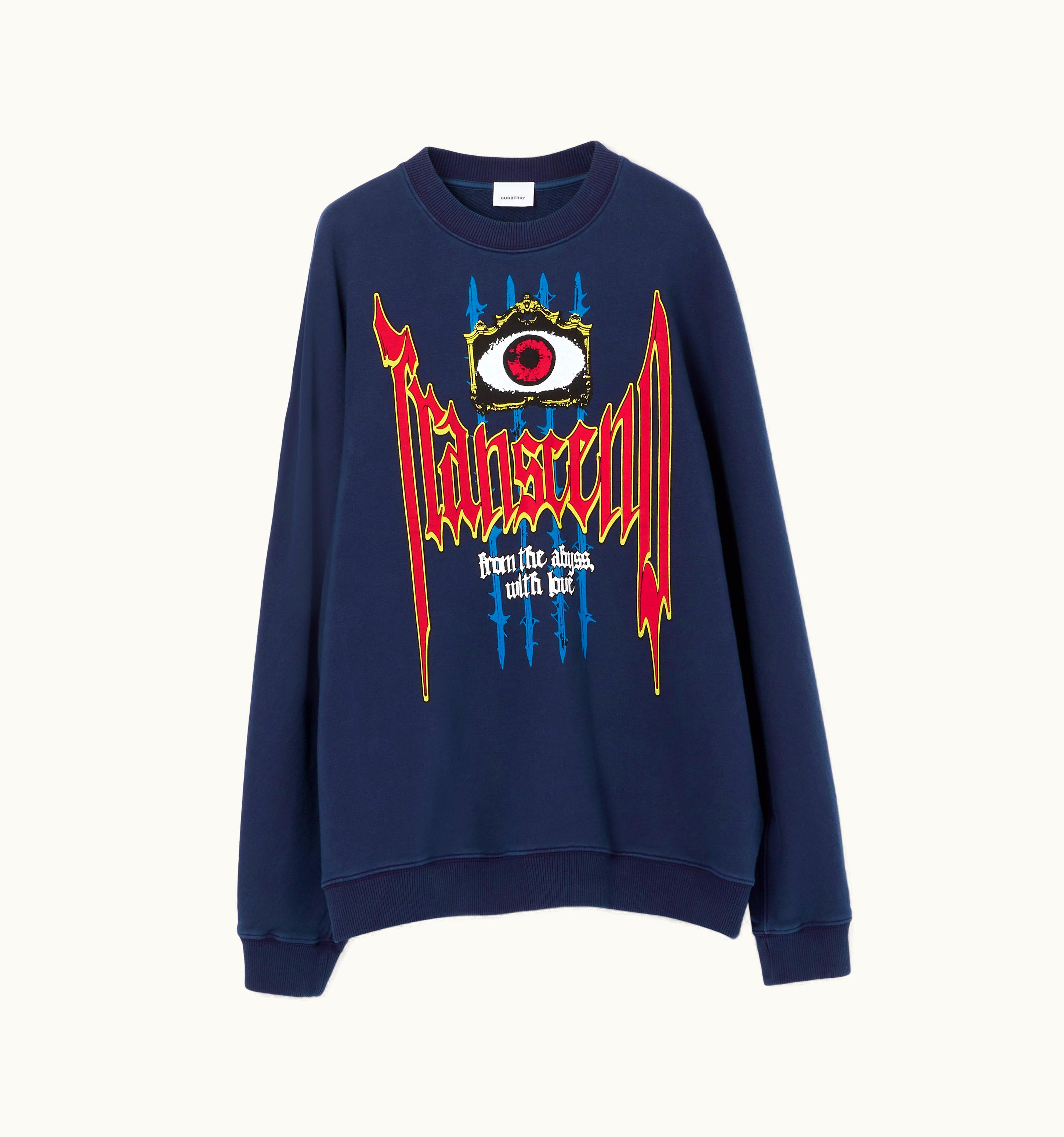 Burberry Burberry Slogan Print Cotton Oversized Sweatshirt In Twilight Navy - Men