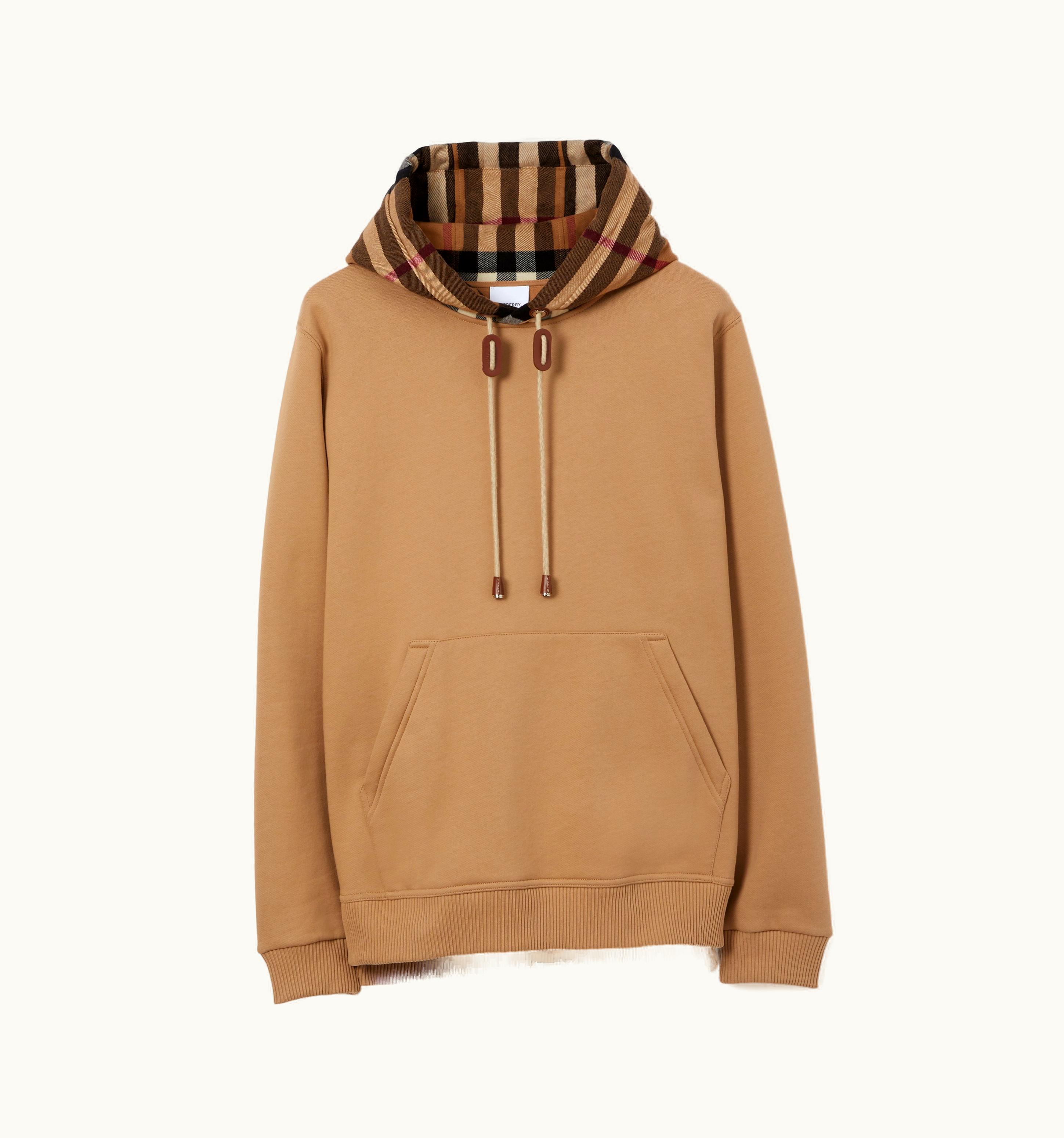 Burberry Burberry Check Hood Cotton Blend Hoodie In Camel - Men