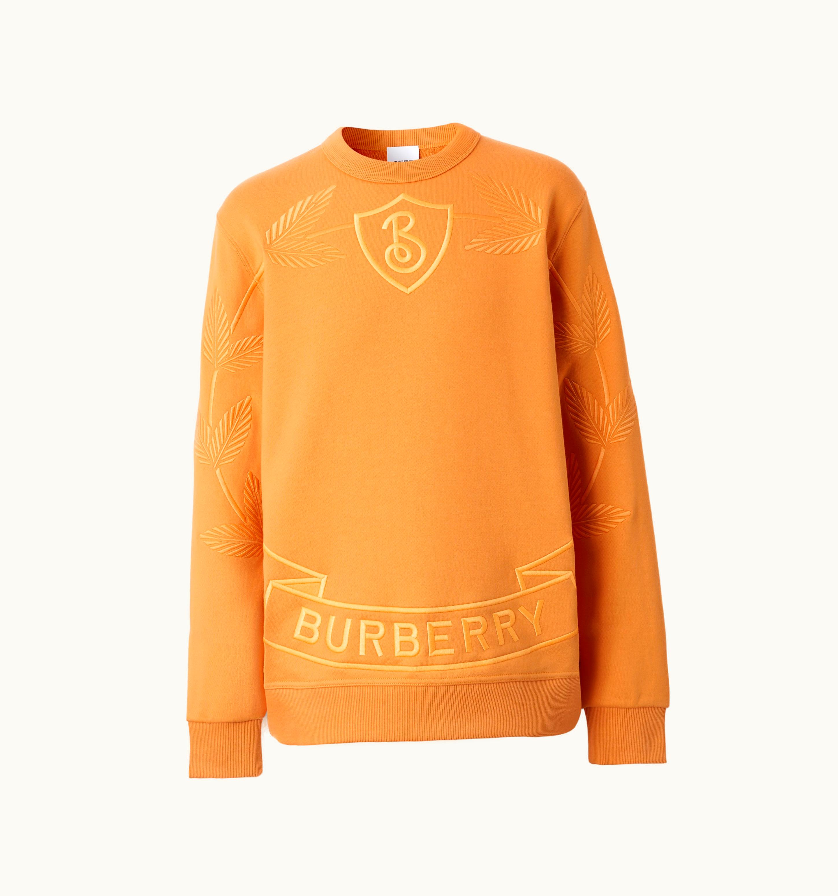 Burberry Burberry Embroidered Oak Leaf Crest Cotton Sweatshirt In Dusty Orange - Men