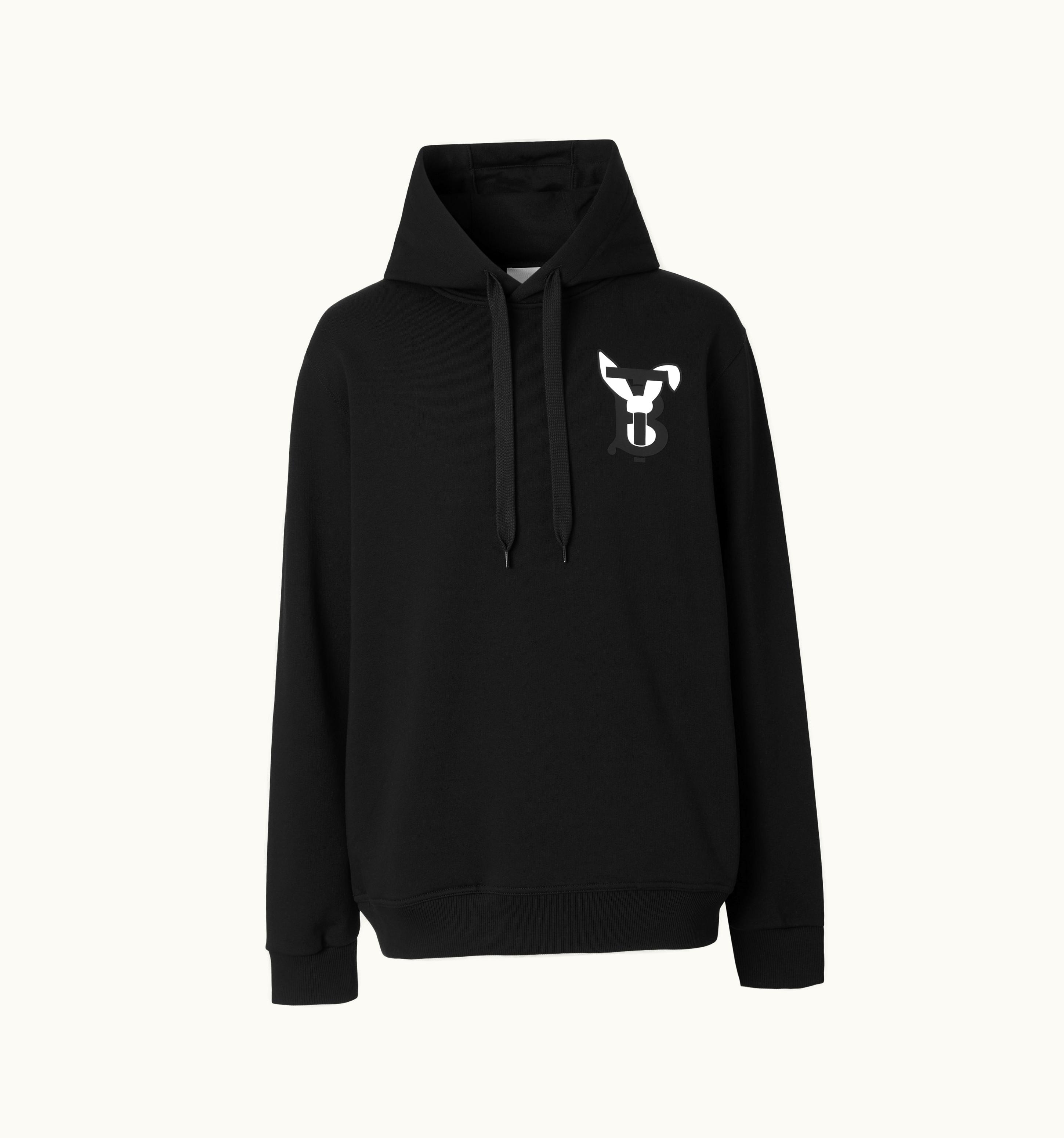 Burberry Burberry Rabbit Print Cotton Hoodie In Black - Men