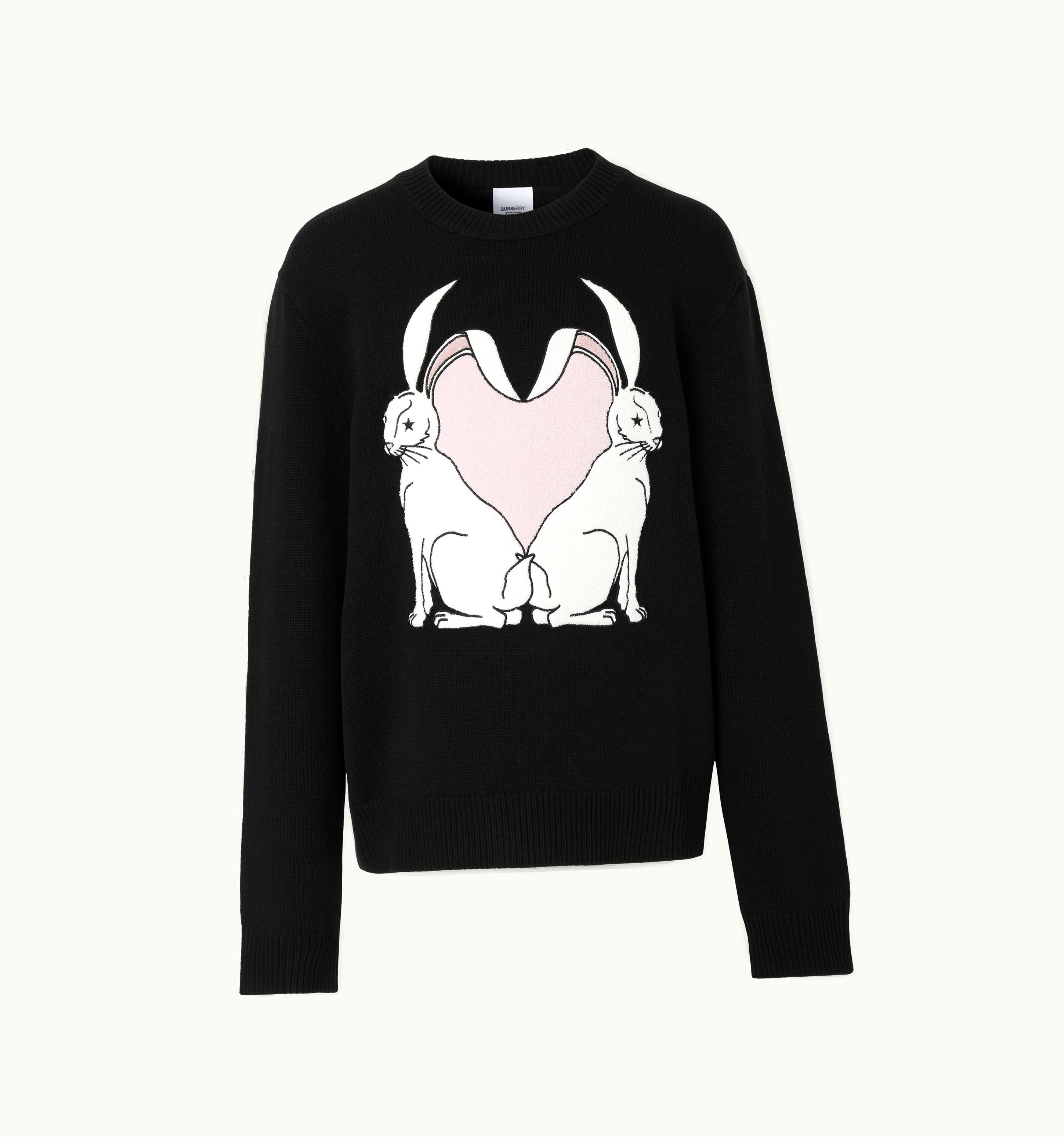 Burberry Burberry Rabbit Intarsia Wool Oversized Sweater In Black - Men UZ0141099