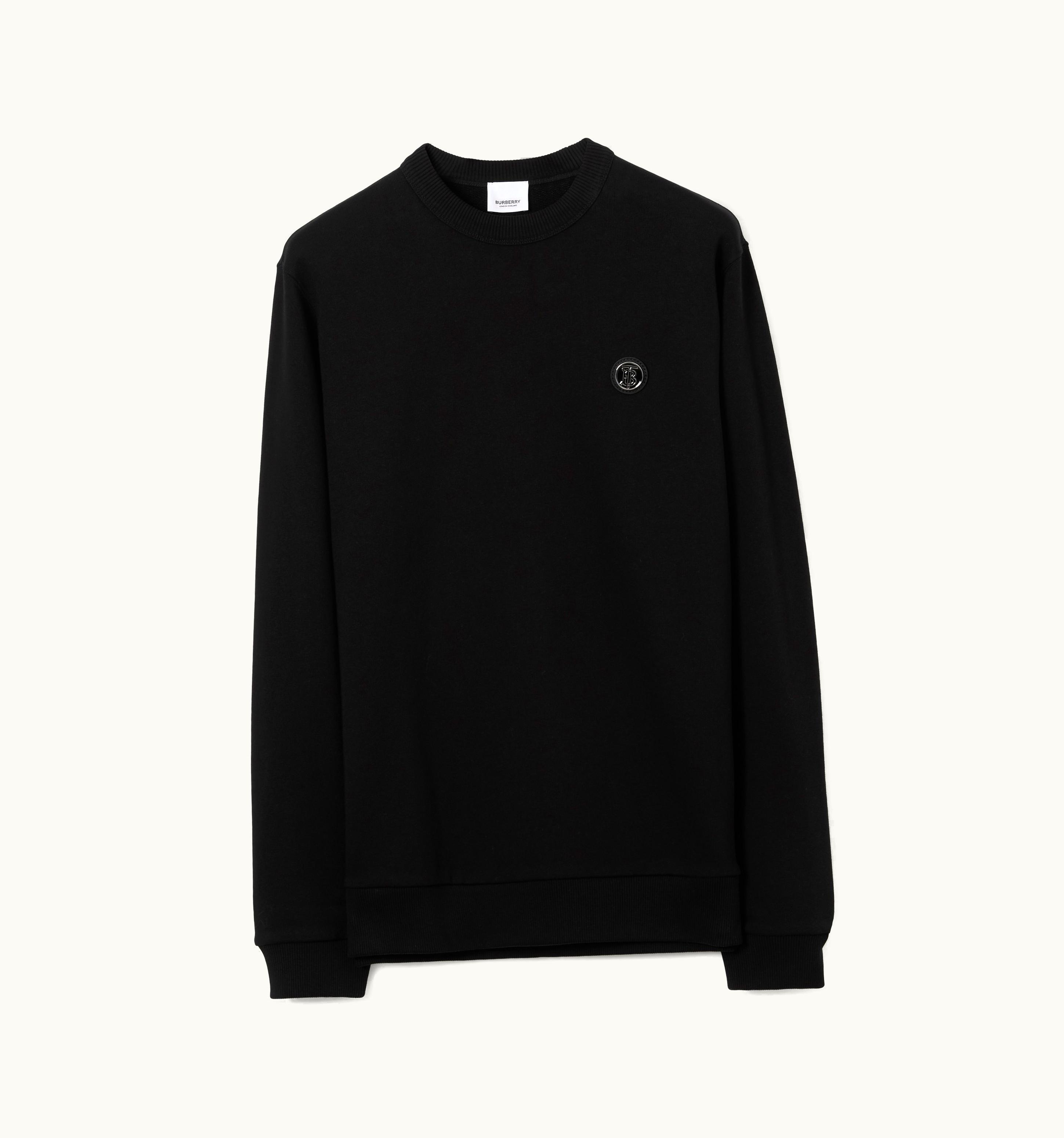 Burberry Burberry Monogram Motif Appliqué Cotton Sweatshirt In Black - Men