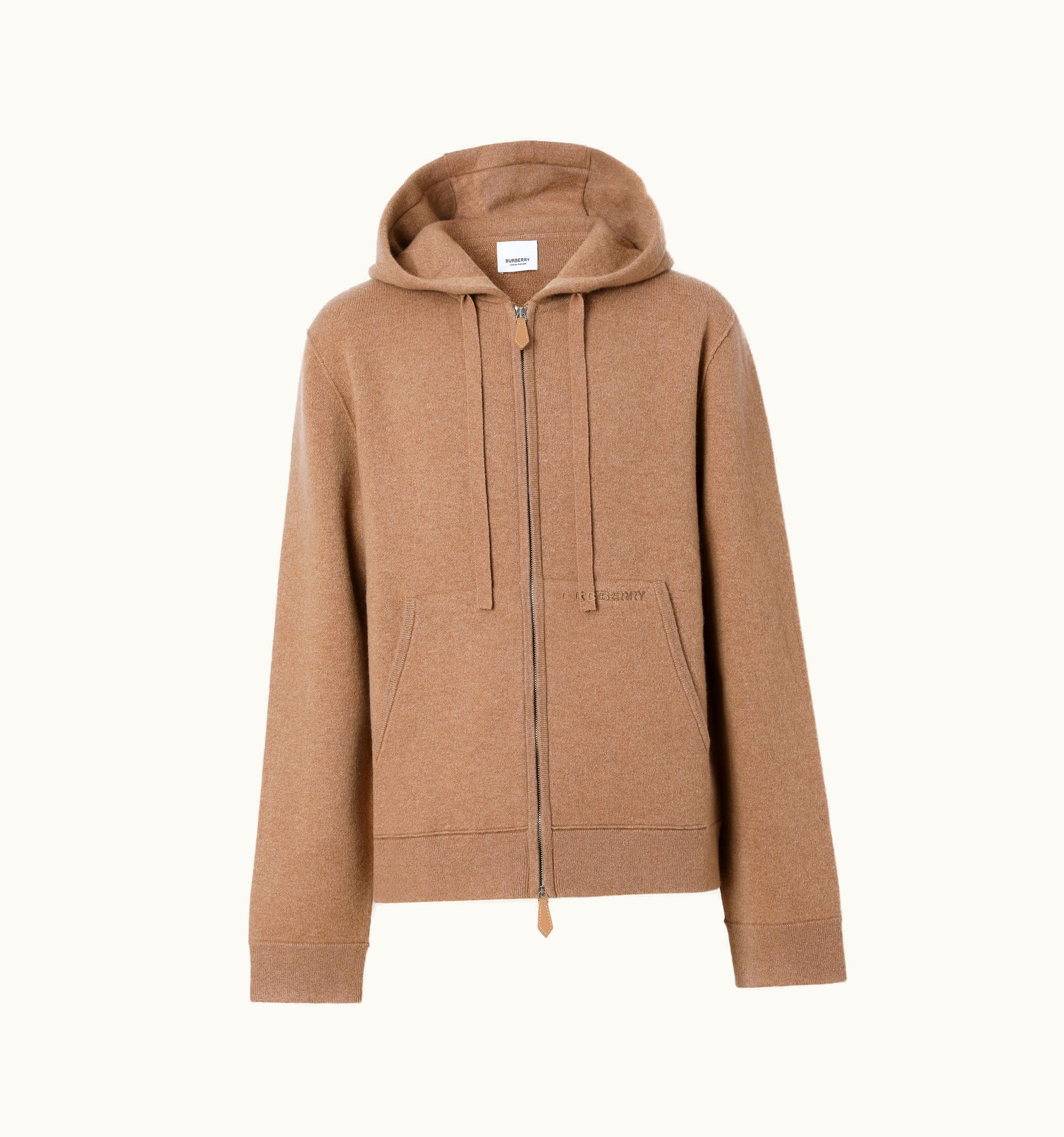 Burberry Burberry Logo Detail Cashmere Blend Zip Hoodie In Camel - Men UZ0141104
