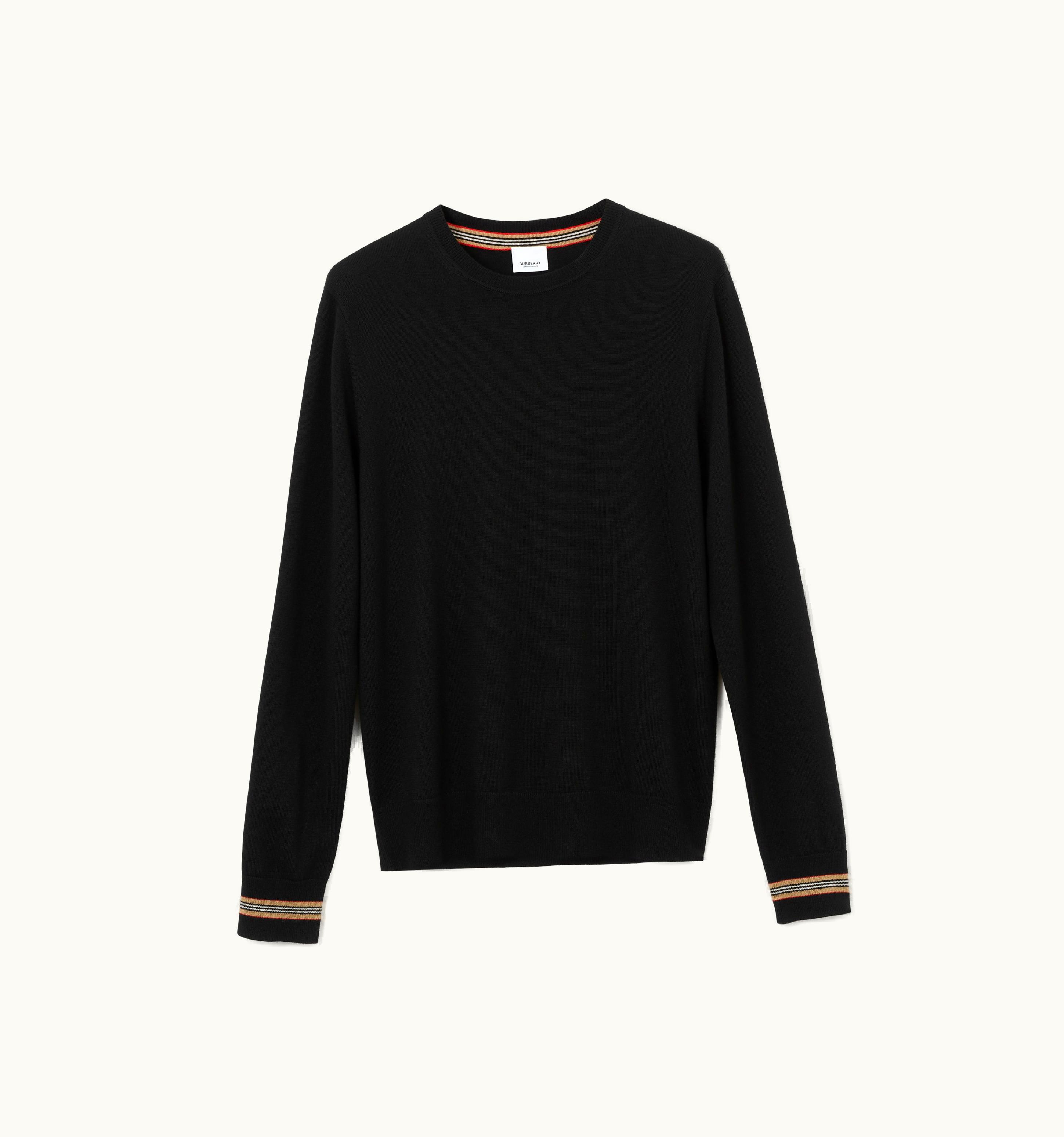 Burberry Burberry Icon Stripe Trim Wool Sweater In Black - Men