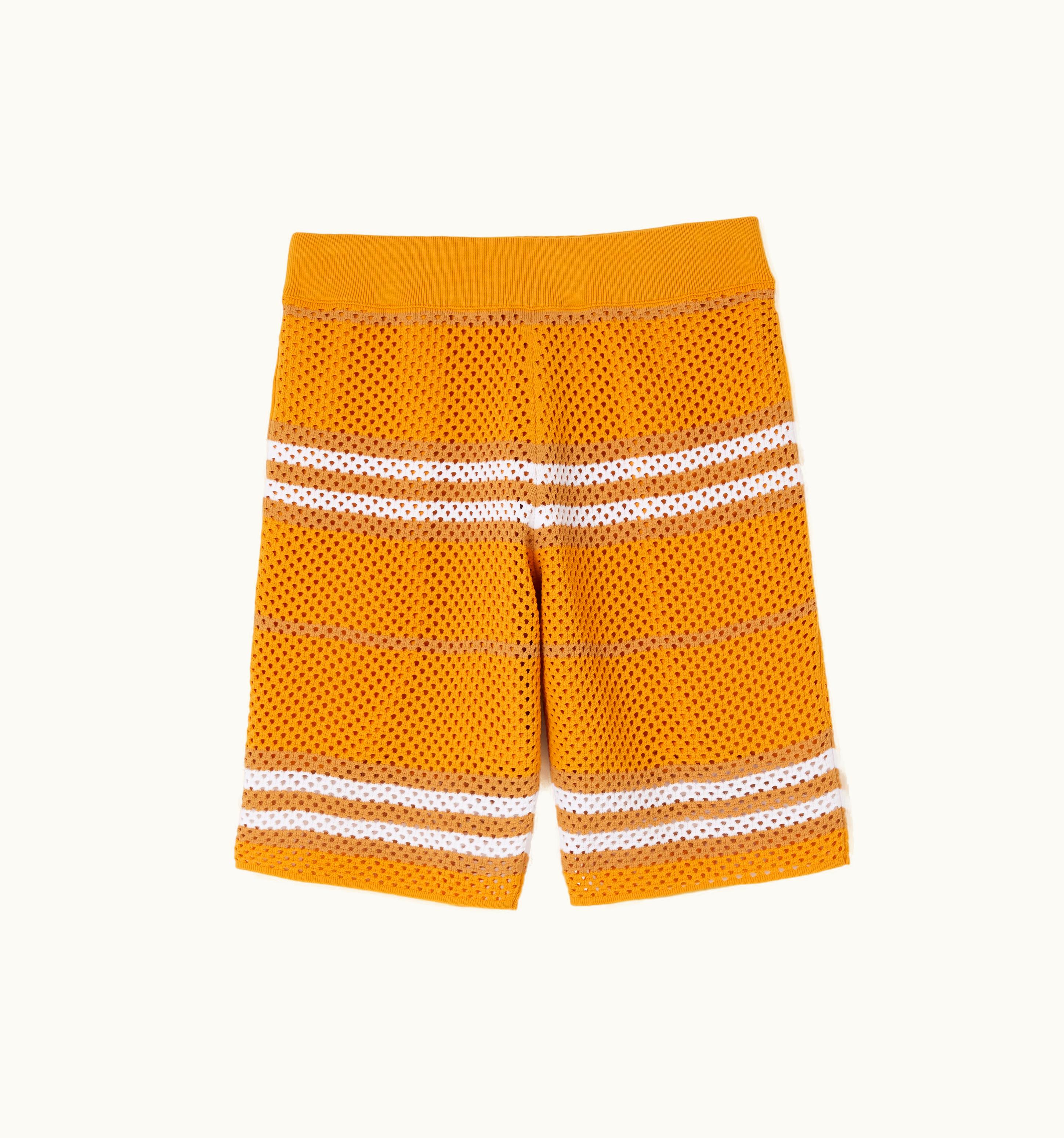 Burberry Burberry Icon Stripe Pointelle Knit Shorts In Marigold - Men UZ0141108