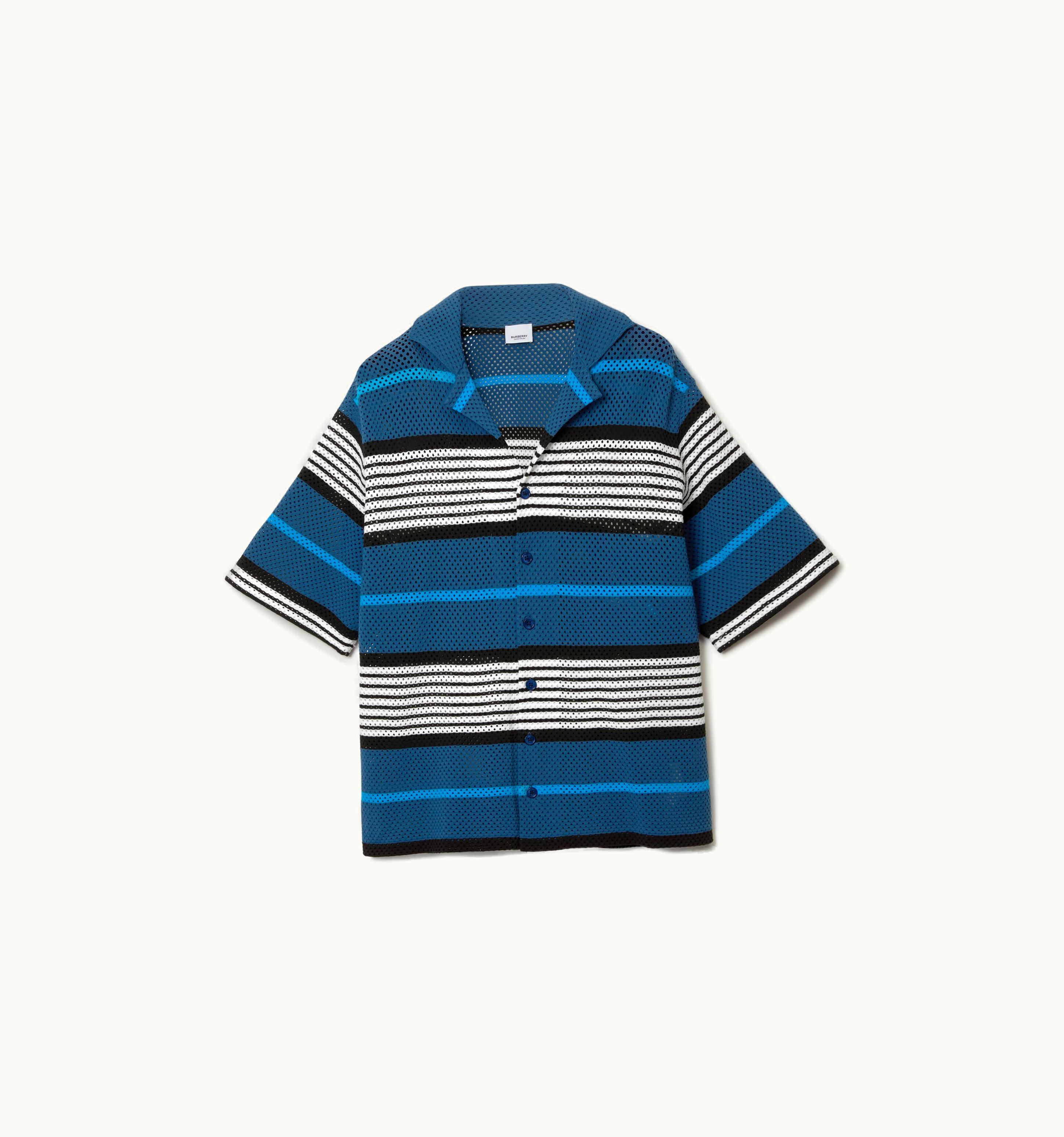Burberry Burberry Short-Sleeve Stripe Print Nylon Oversized Shirt In Rich Navy - Men UZ0141131