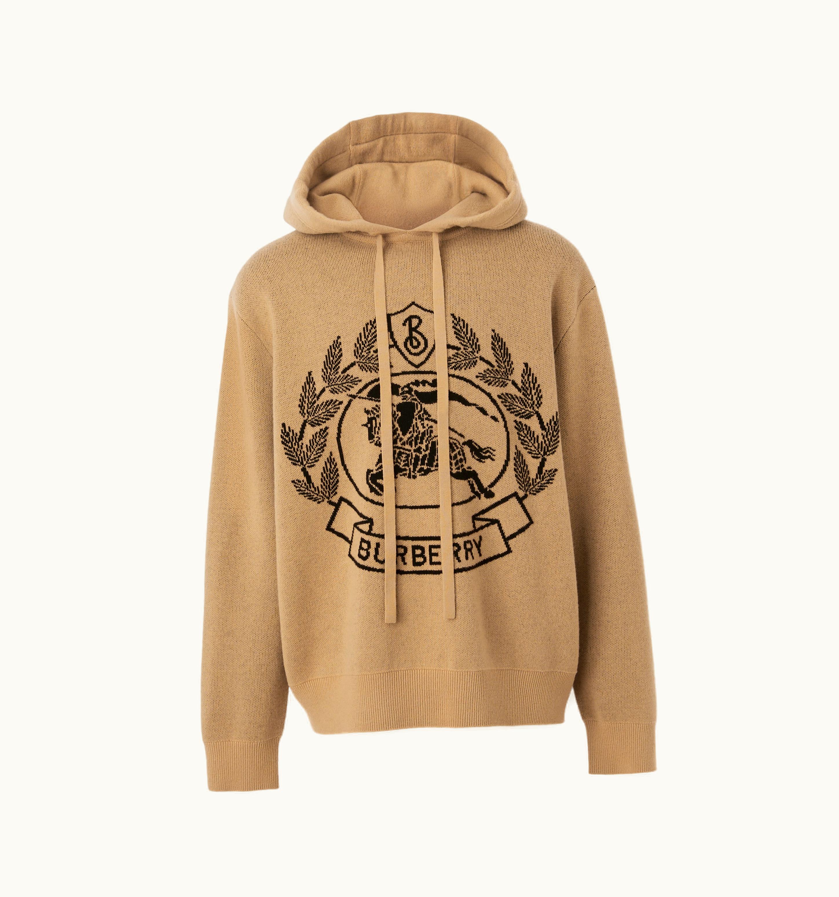 Burberry Burberry Ekd Wool Jacquard Oversized Hoodie In Camel - Men