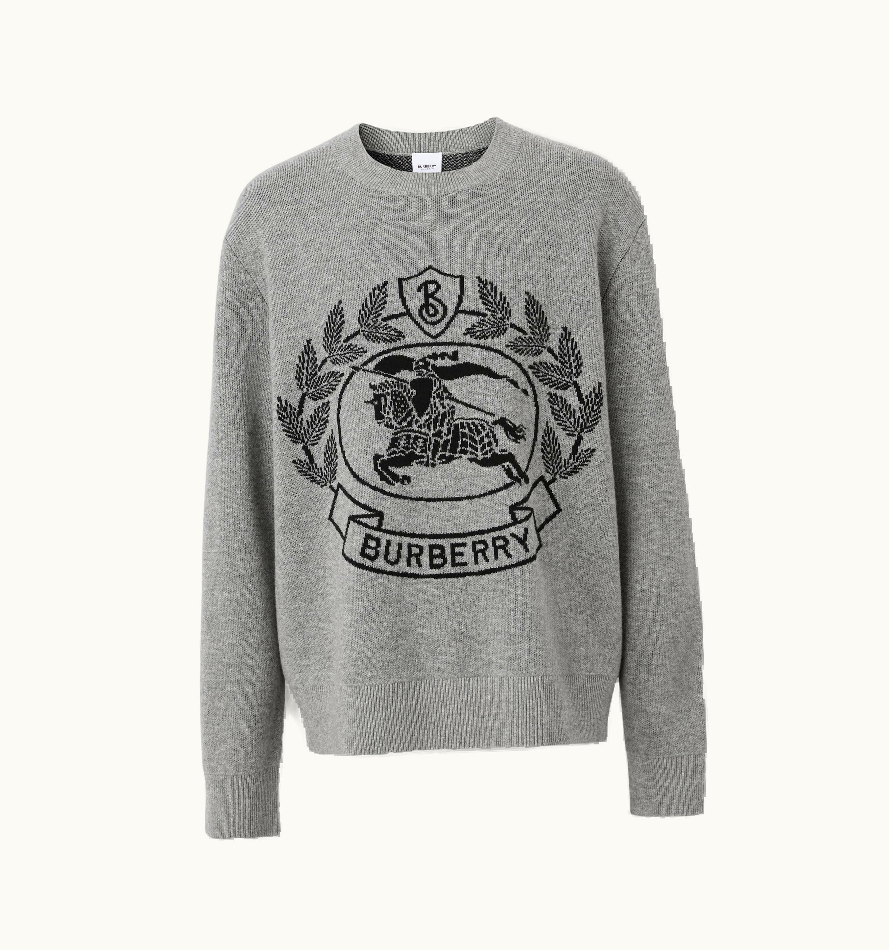 Burberry Burberry Ekd Wool Jacquard Oversized Sweater In Dark Thunder Grey - Men