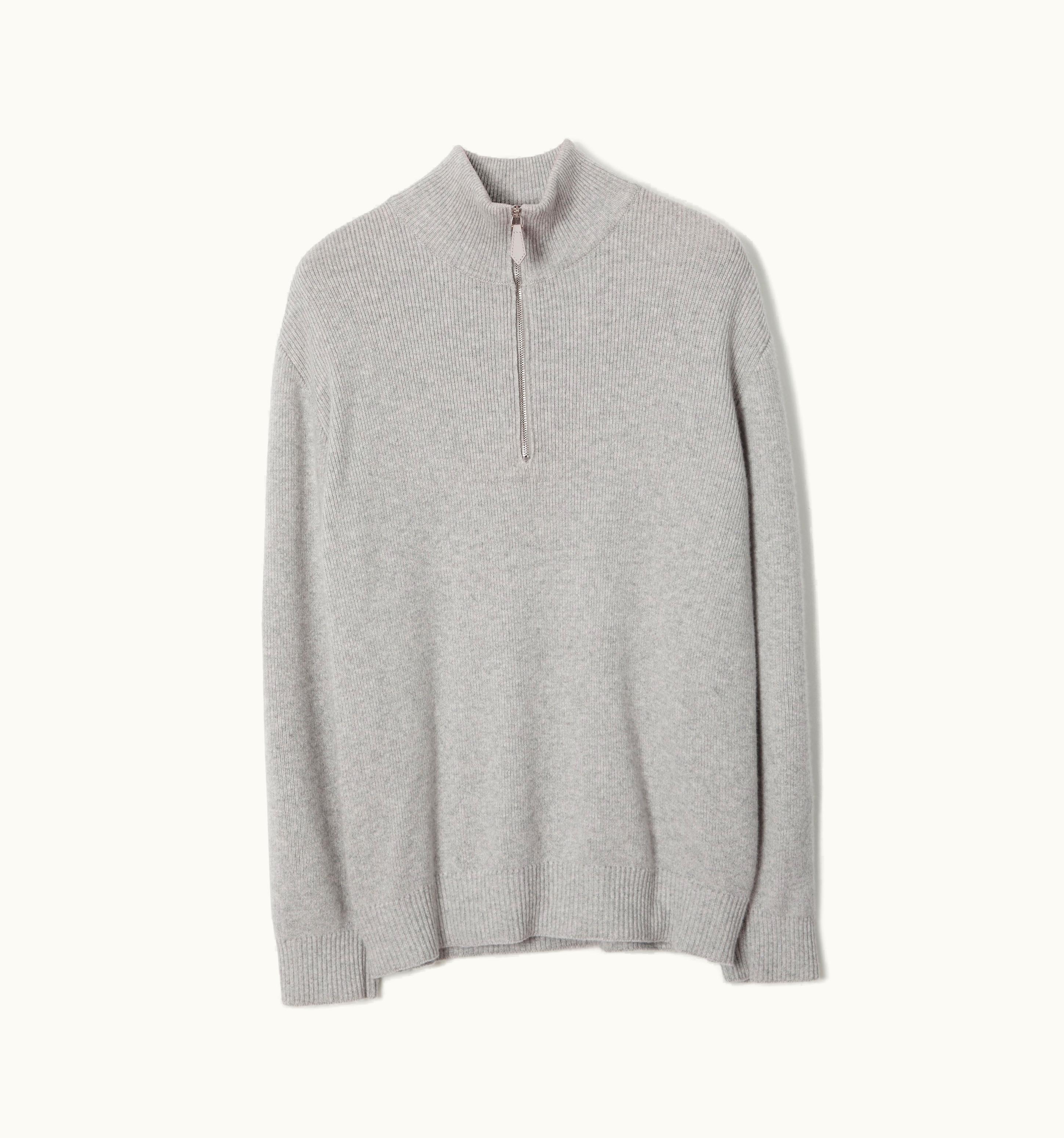 Burberry Burberry Monogram Embroidered Cashmere Funnel Neck Sweater In Light Pewter Melange - Men
