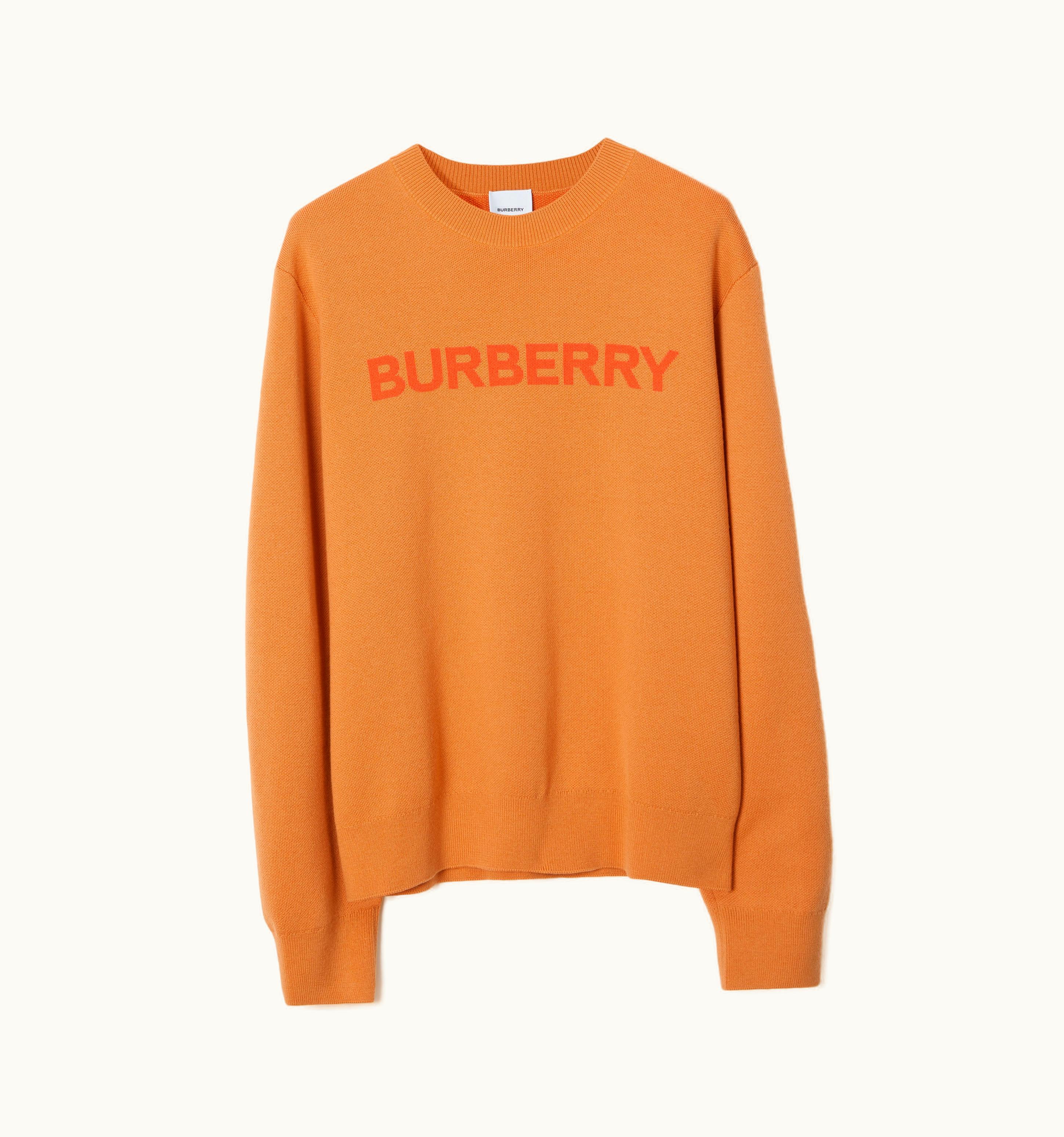 Burberry Burberry Logo Intarsia Wool Cotton Sweater In Dusty Orange - Men