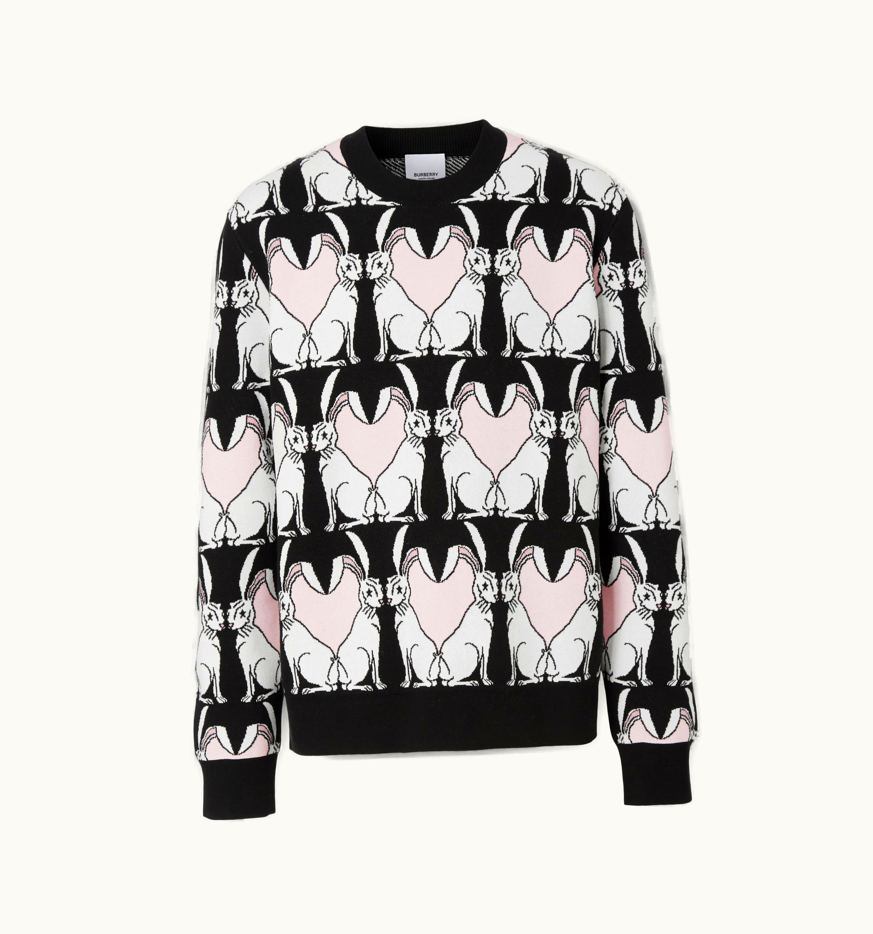 Burberry Burberry Rabbit Viscose And Cotton Blend Oversized Sweatshirt In Black - Men