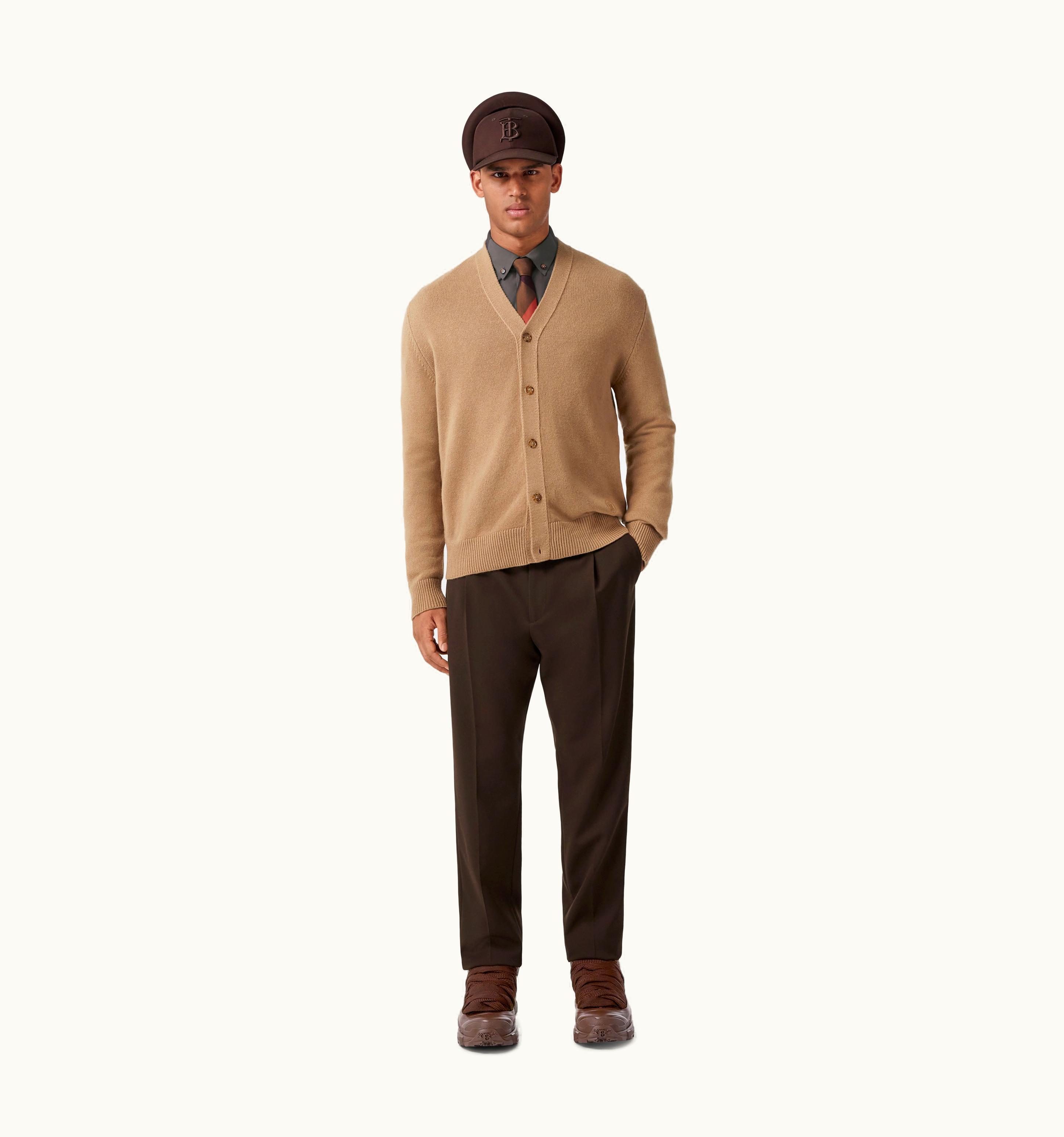 Burberry Burberry Monogram Motif Cashmere Cardigan In Camel - Men