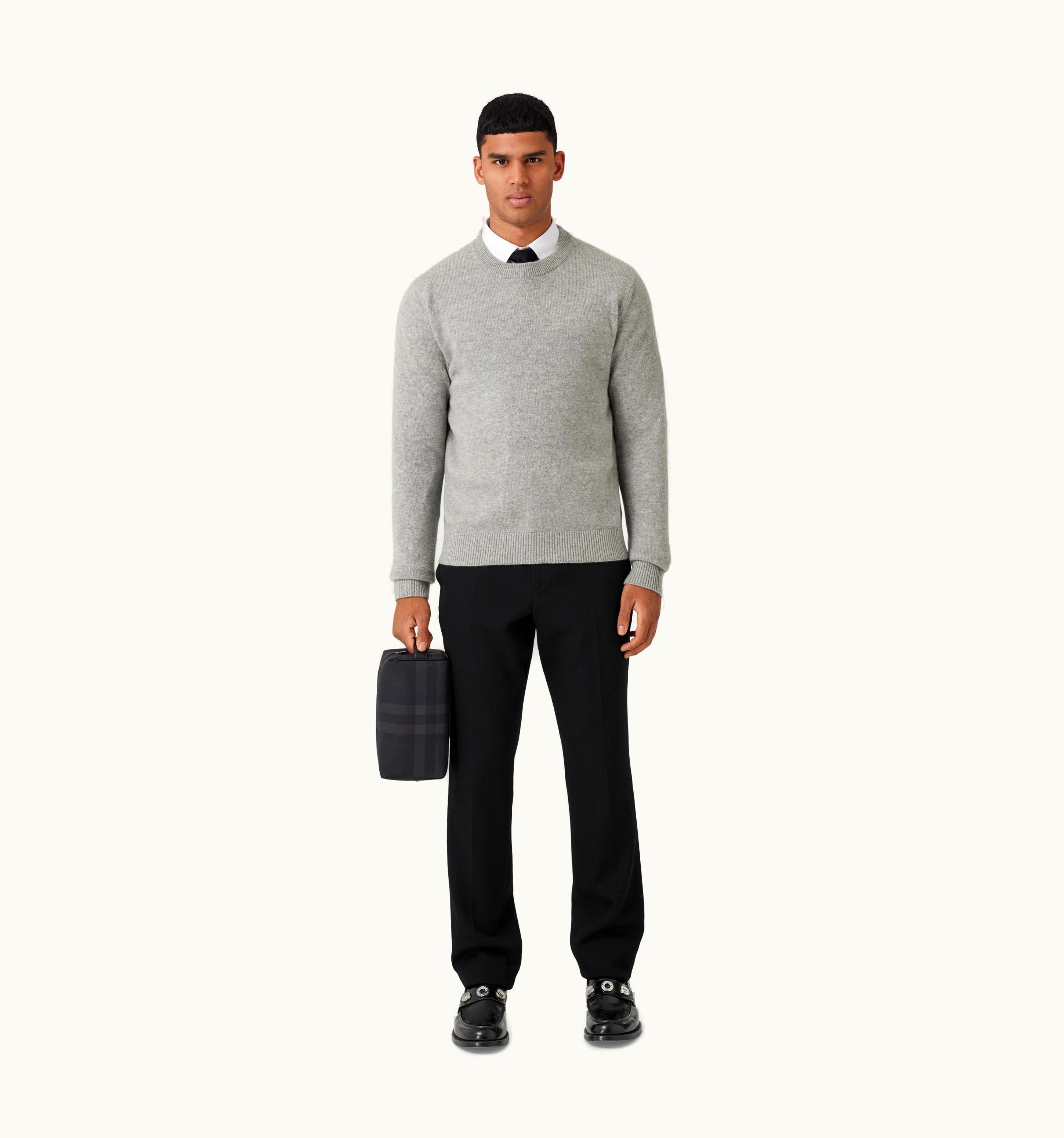 Burberry Burberry Monogram Motif Cashmere Sweater In Light Grey Melange - Men