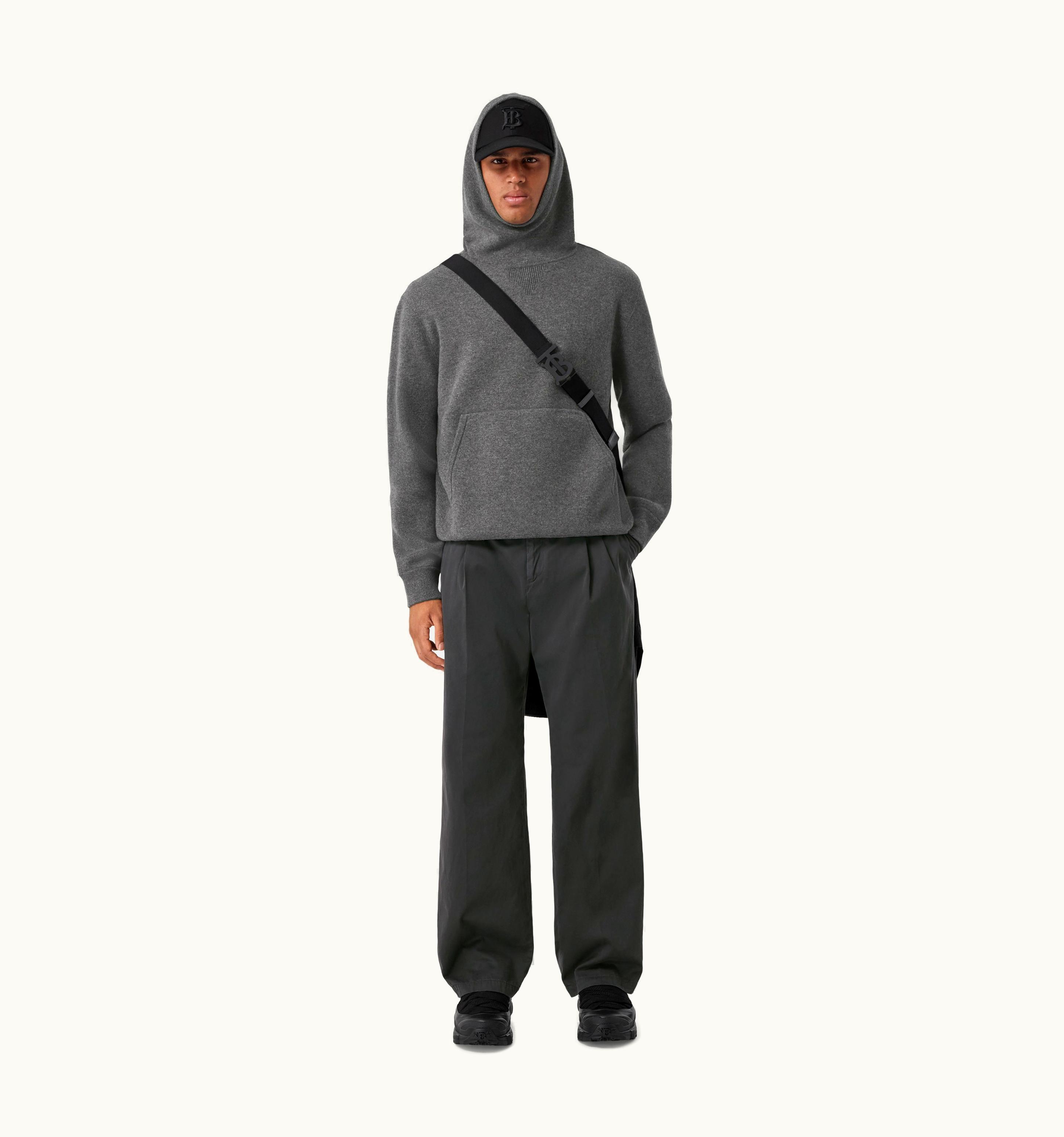 Burberry Burberry Logo Detail Cashmere Blend Oversized Hoodie In Flint Melange - Men