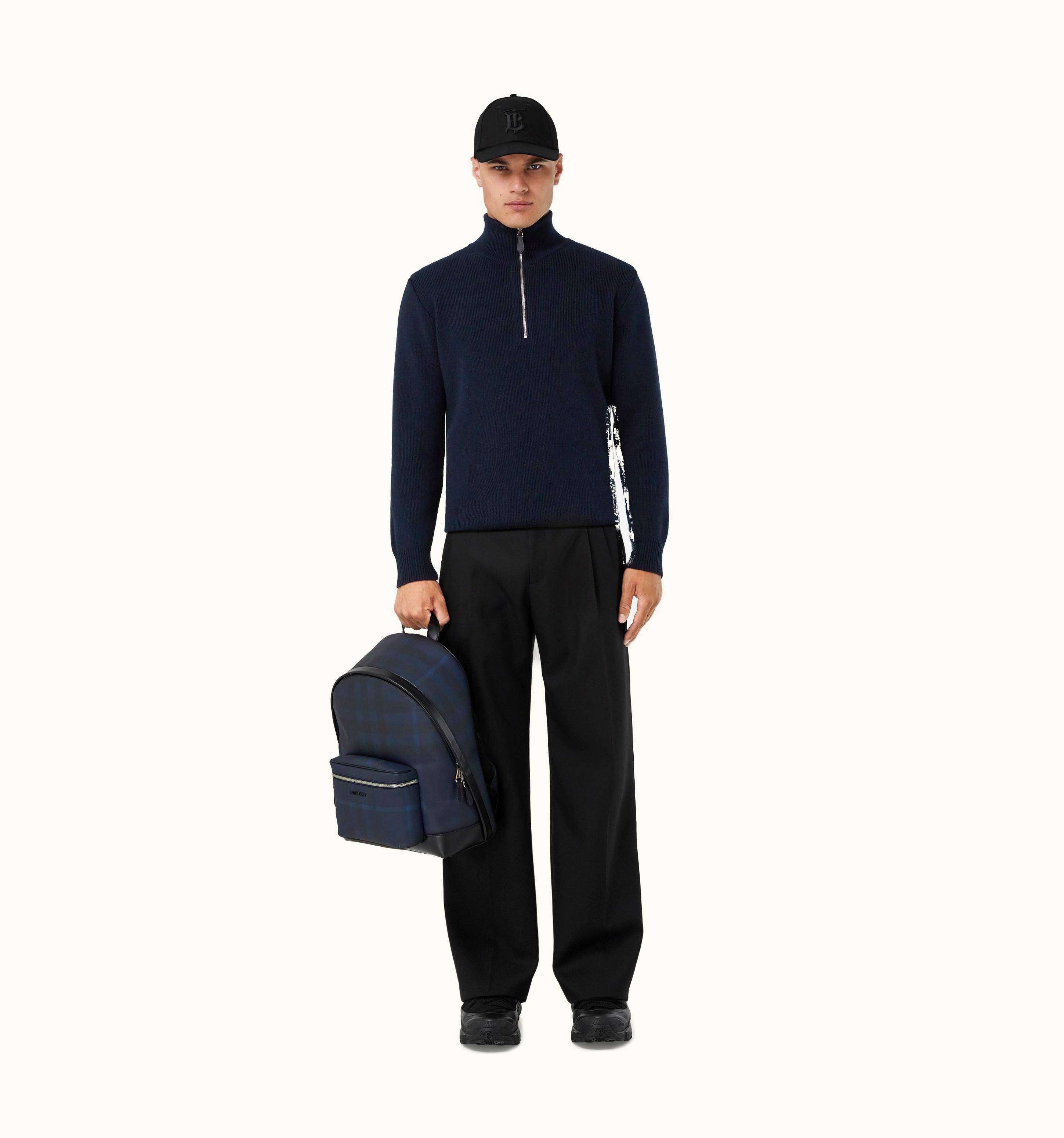 Burberry Burberry Monogram Motif Cashmere Funnel Neck Sweater In Dark Charcoal Blue - Men