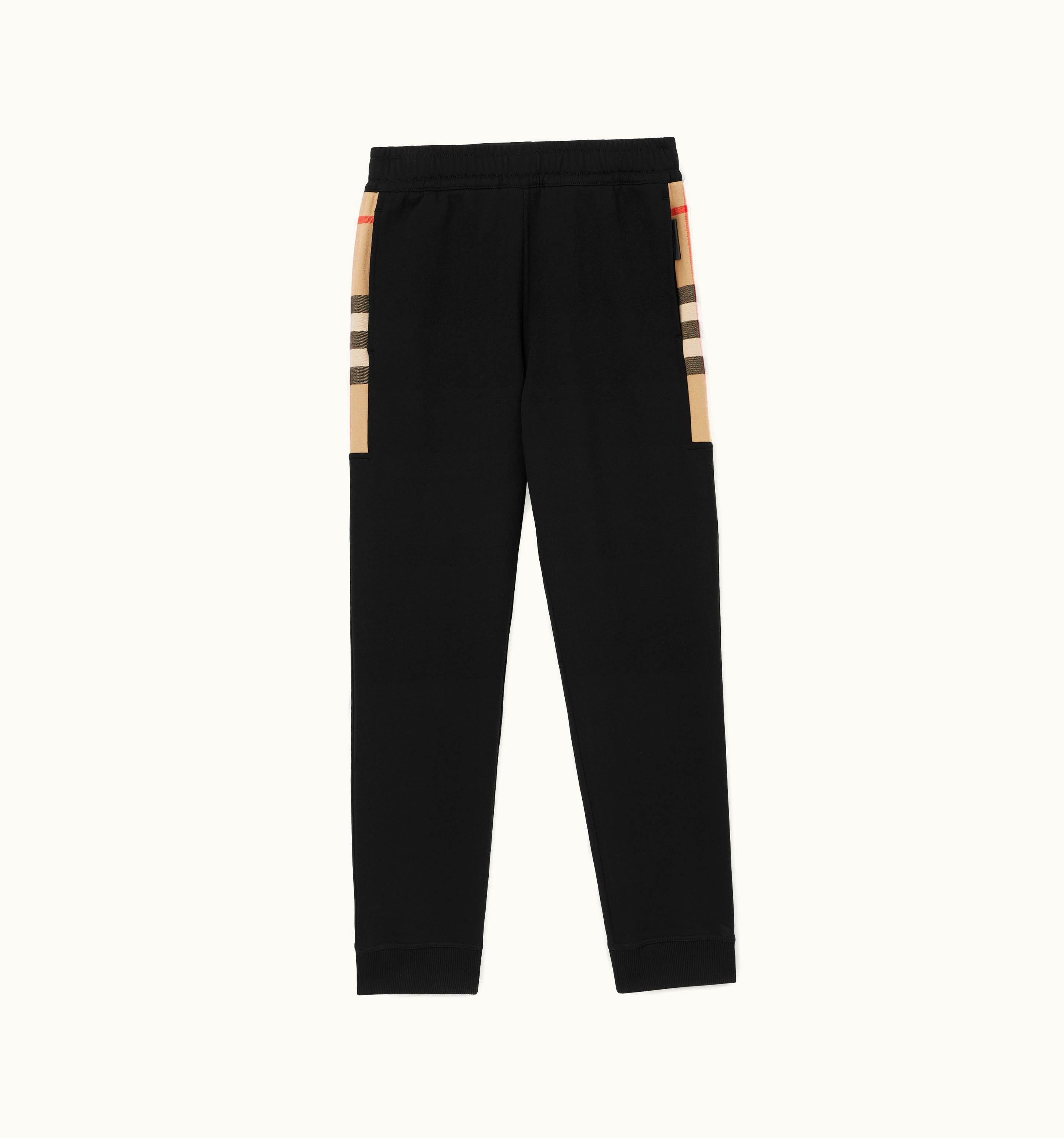 Burberry Burberry Check Panel Cotton Jogging Pants In Black/Archive Beige - Men