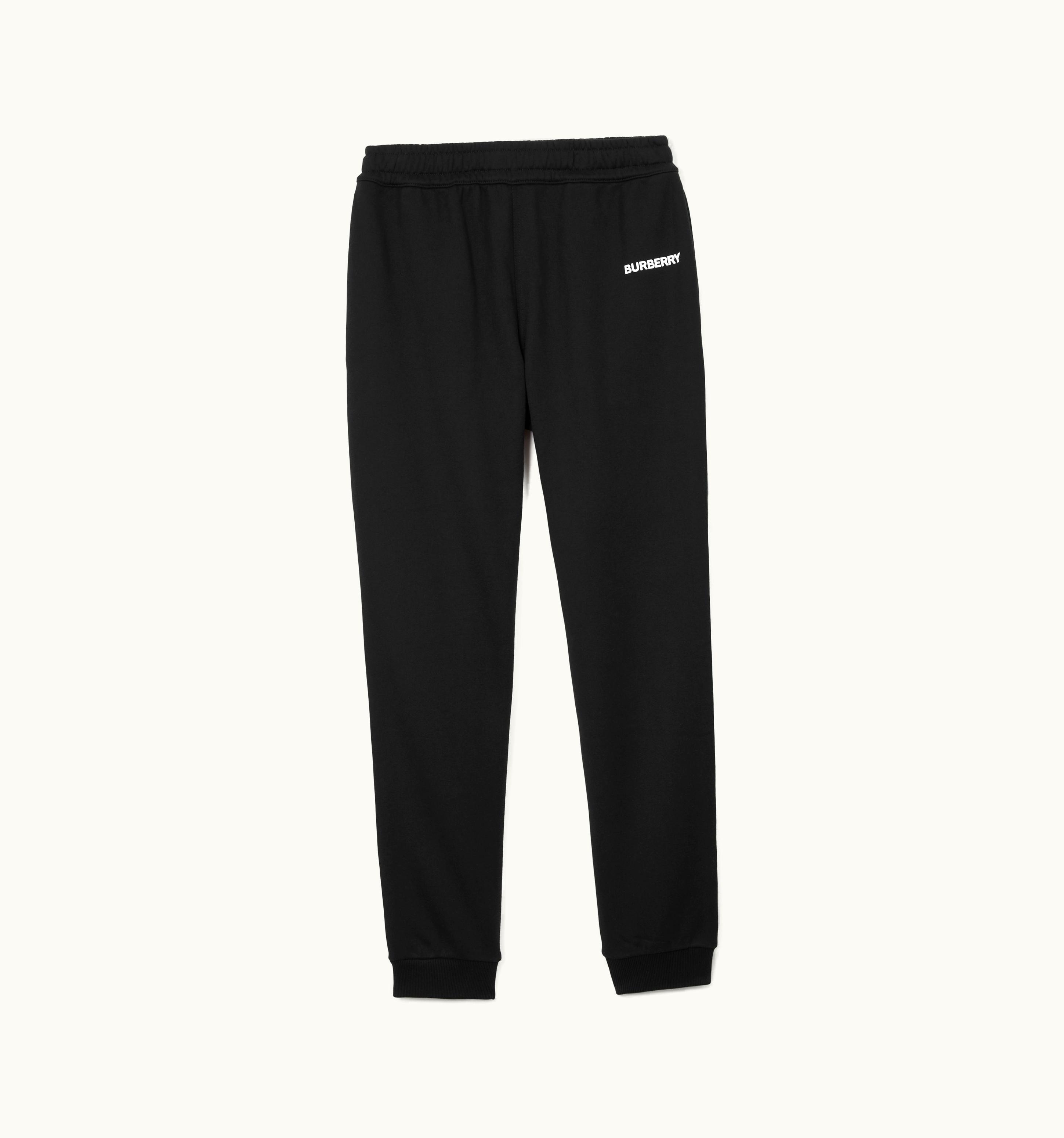 Burberry Burberry Logo Print Cotton Jogging Pants In Black