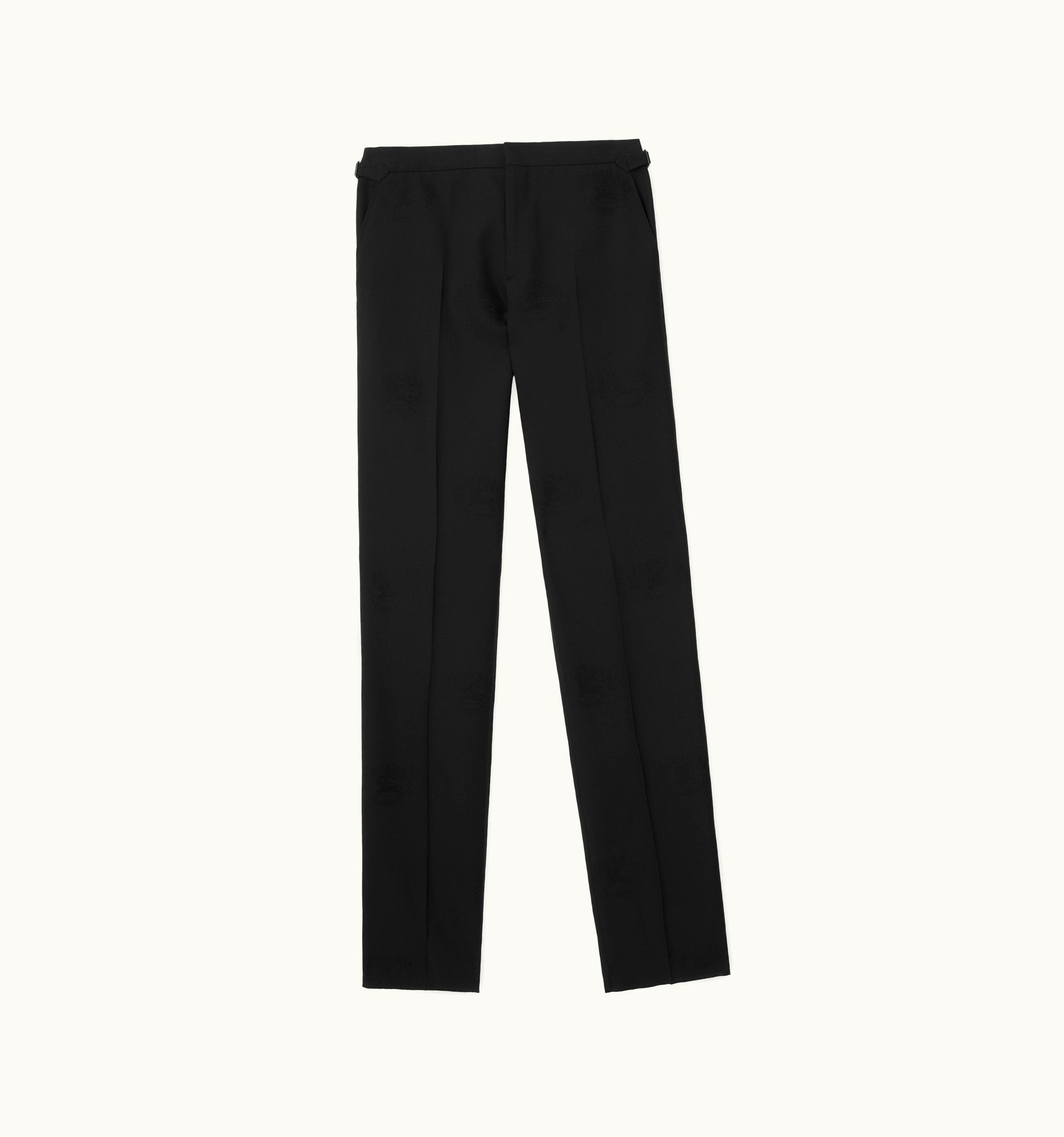 Burberry Burberry Classic Fit Ekd Wool Cotton Jacquard Tuxedo Trousers In Black - Men