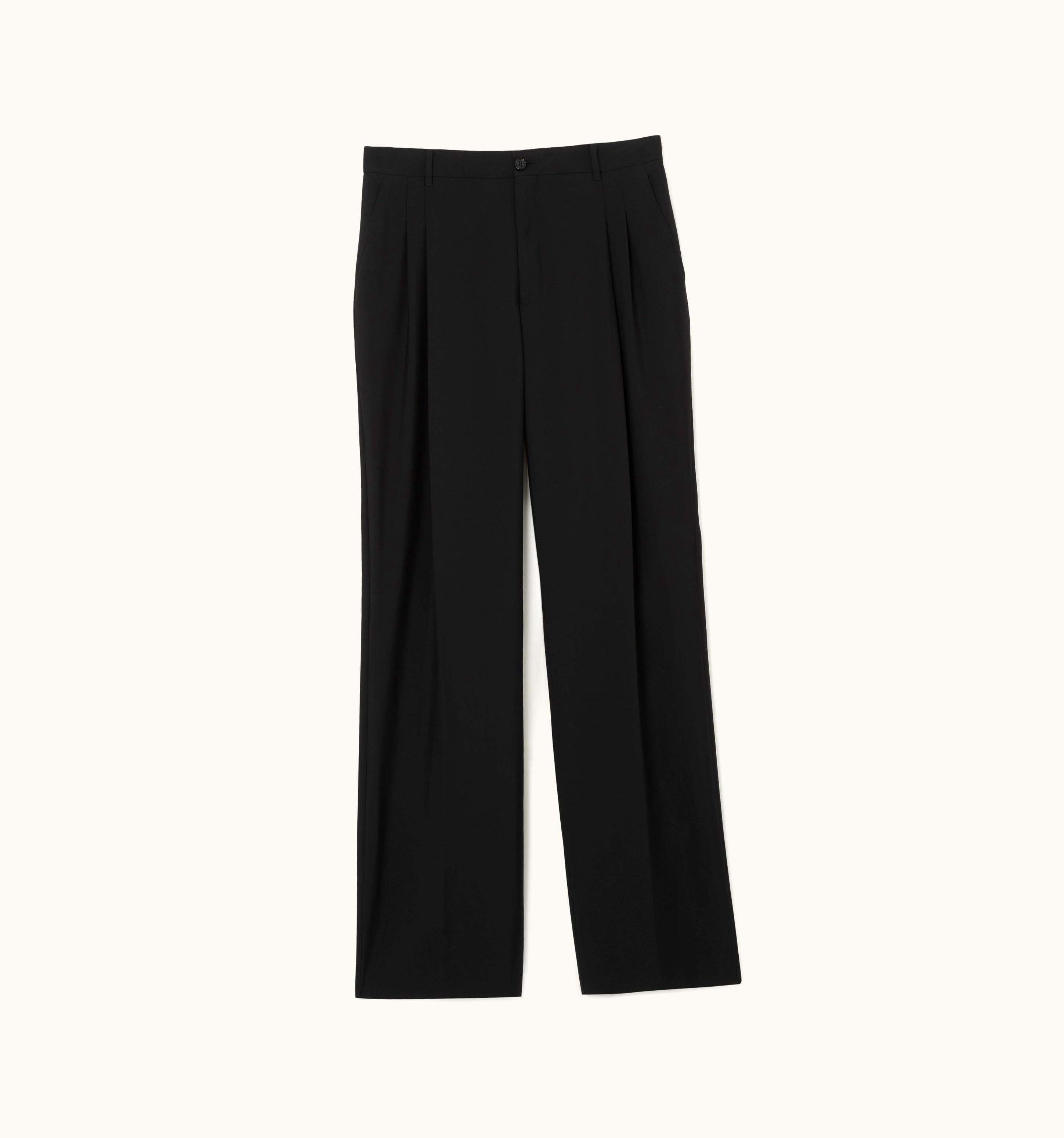 Burberry Burberry Italian Wool Pleated Tailored Trousers In Black - Men