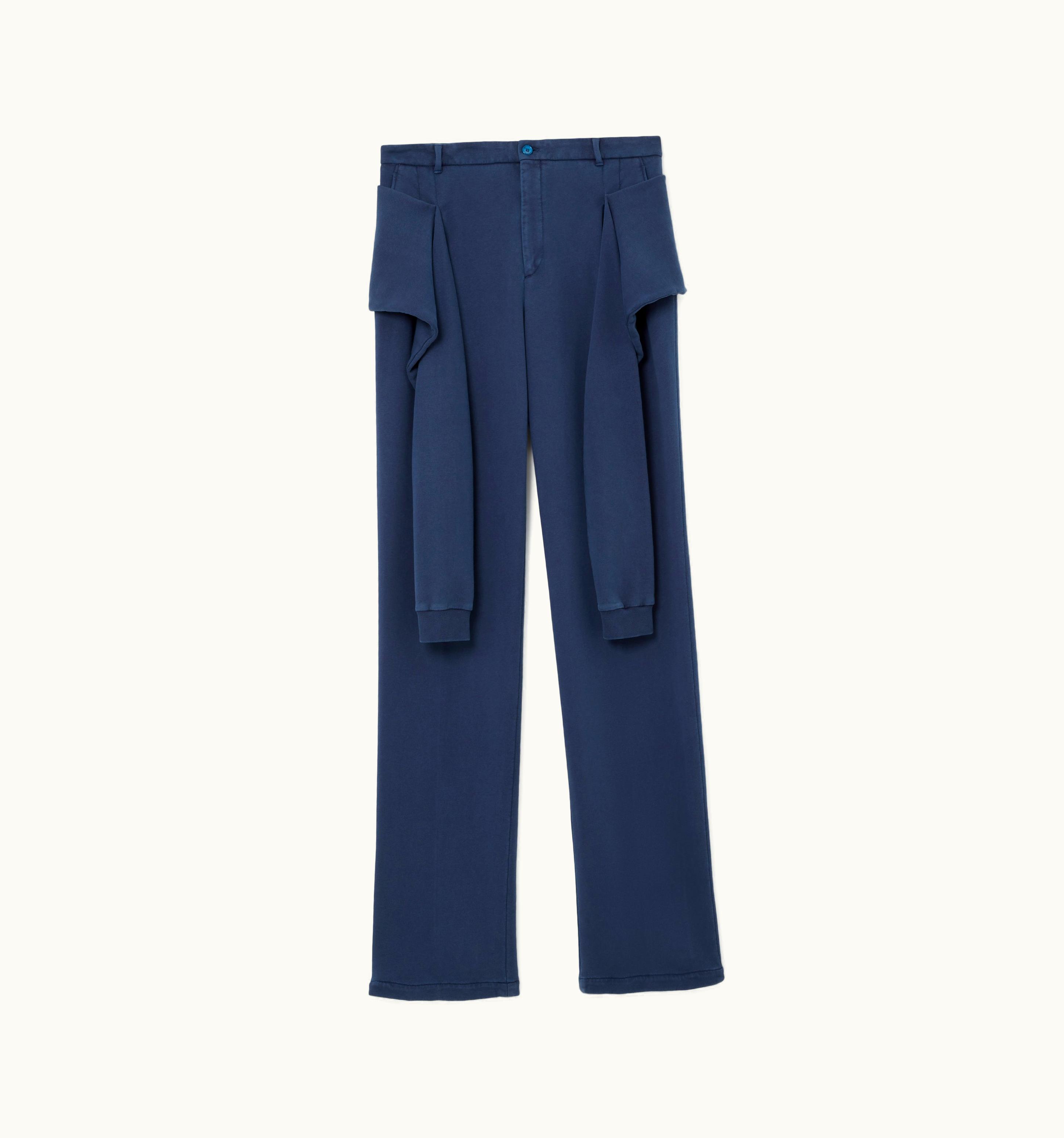 Burberry Burberry Cotton Reconstructed Trousers In Muted Navy - Men