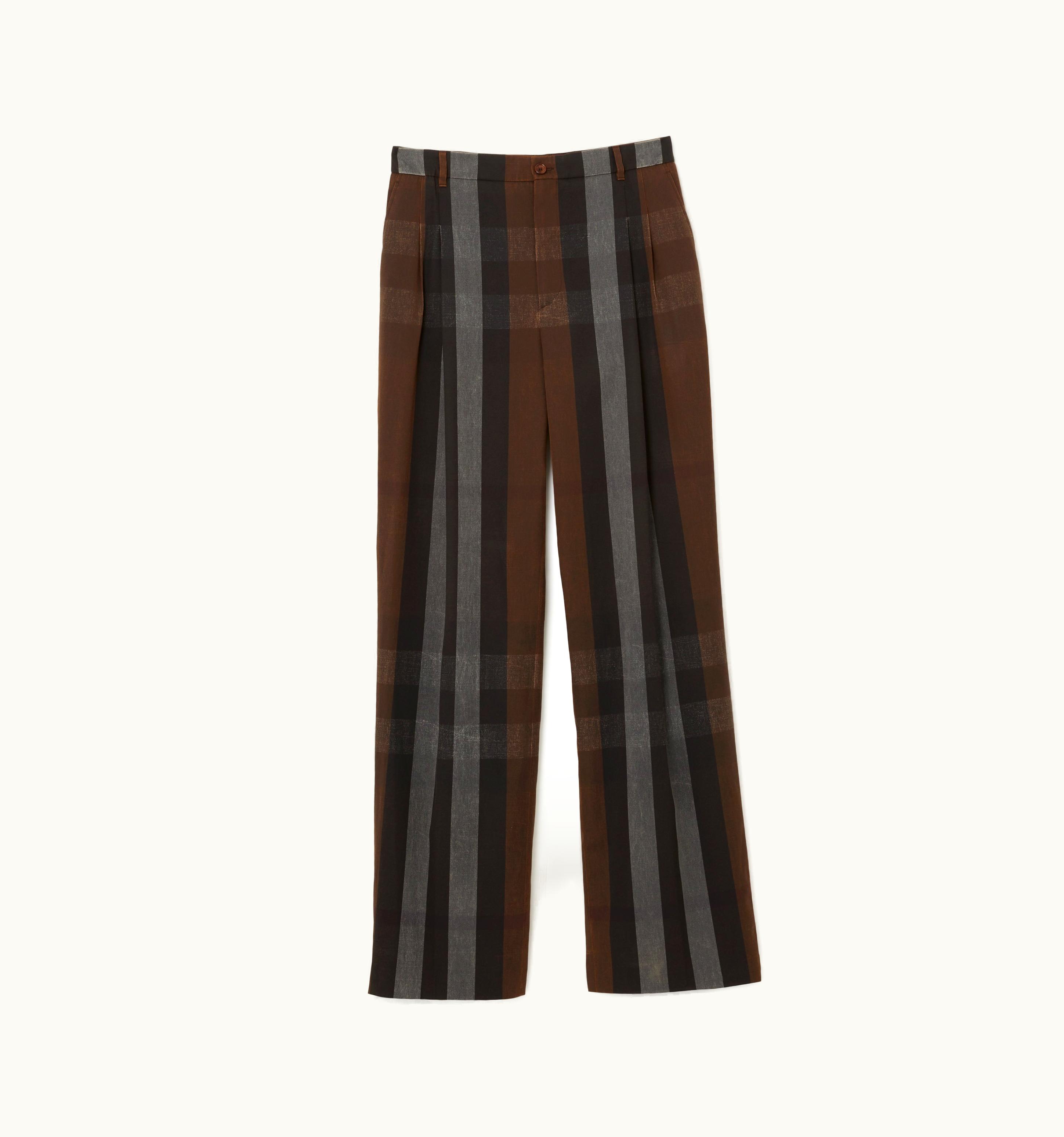 Burberry Burberry Check Cotton Blend Tailored Trousers In Dark Birch Brown - Men