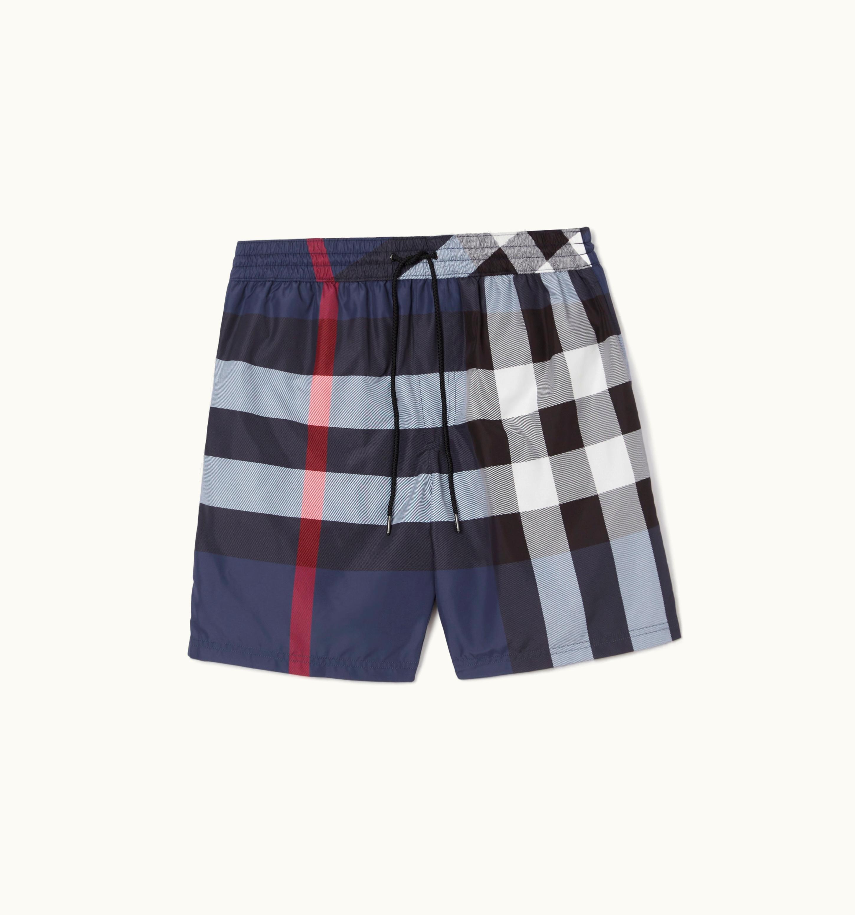 Burberry Burberry Exaggerated Check Drawcord Swim Shorts In Carbon Blue - Men UZ0141191
