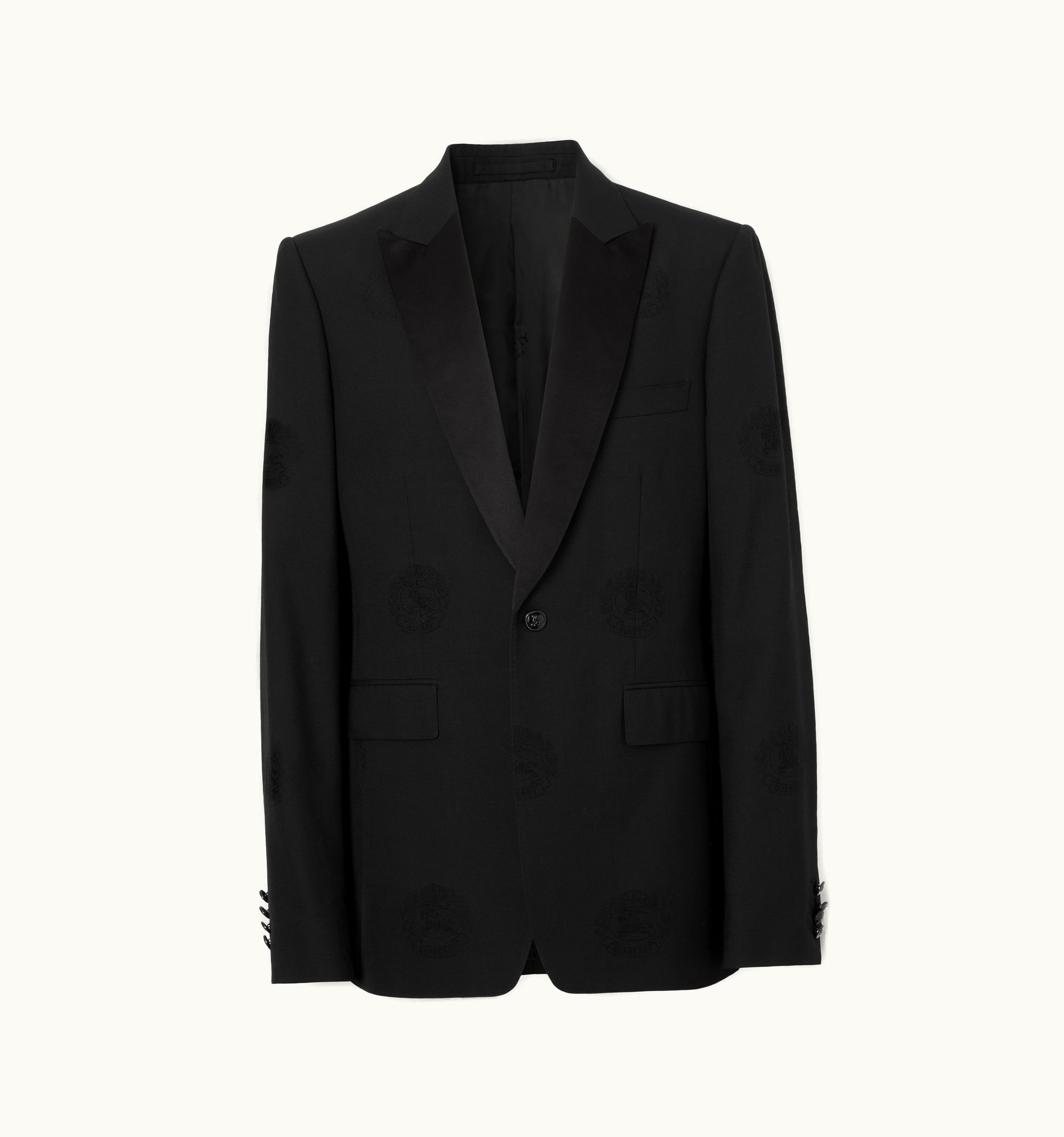 Burberry Burberry English Fit Oak Leaf Crest Wool Cotton Tuxedo Jacket In Black - Men
