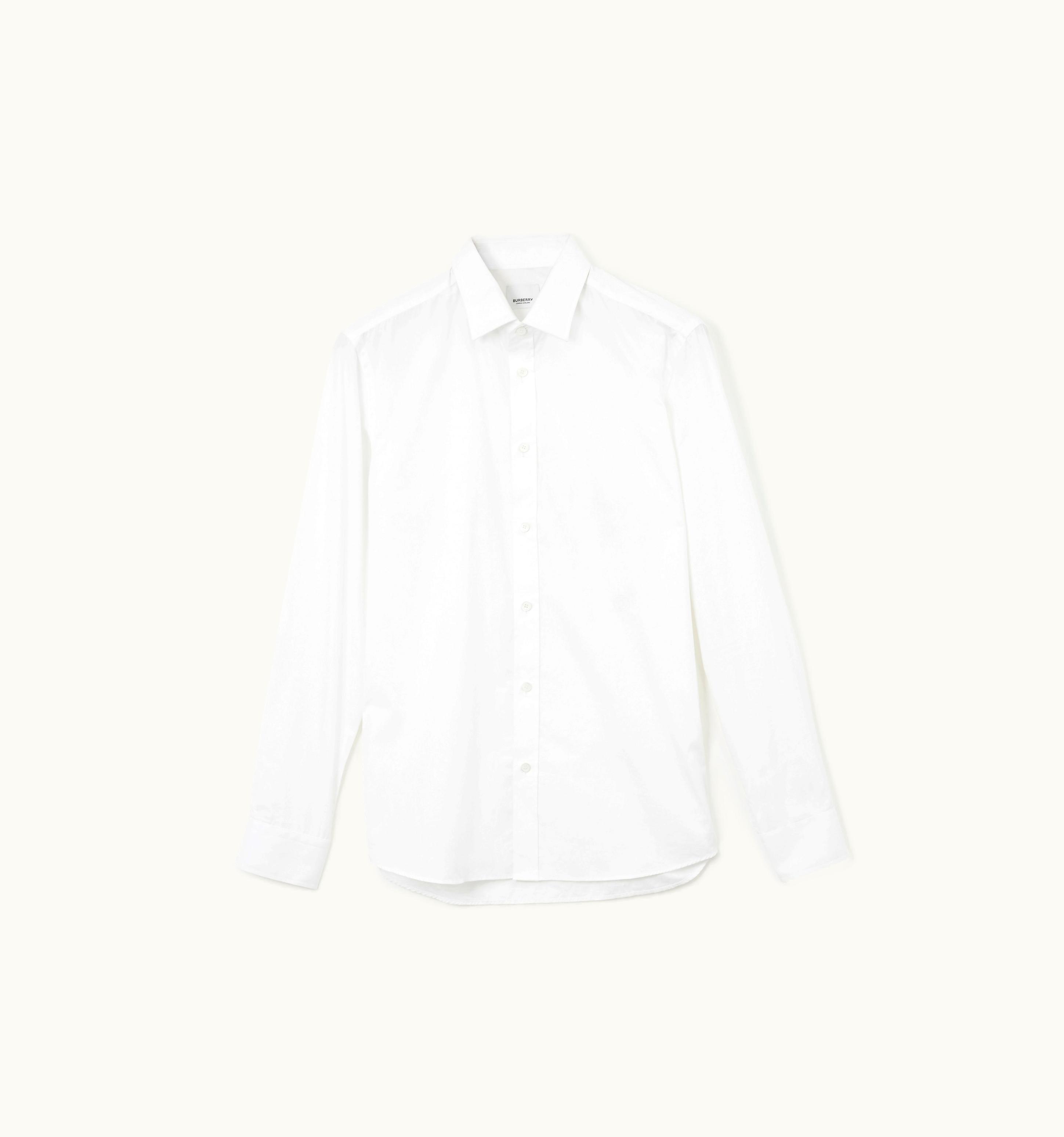 Burberry Burberry Slim Fit Monogram Motif Cotton Poplin Shirt In White - Men UZ0141211