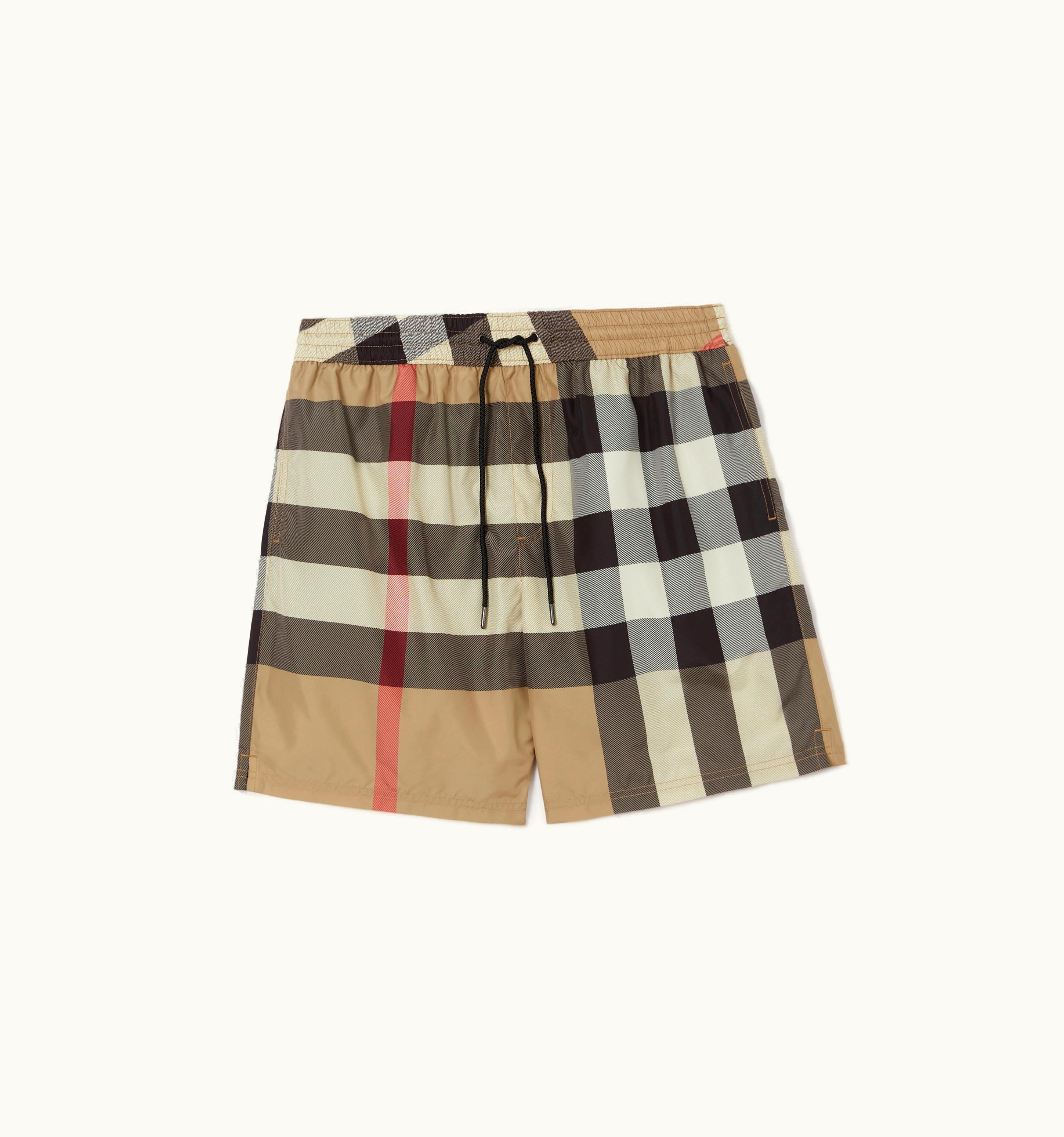 Burberry Burberry Exaggerated Check Drawcord Swim Shorts In Archive Beige - Men UZ0141228