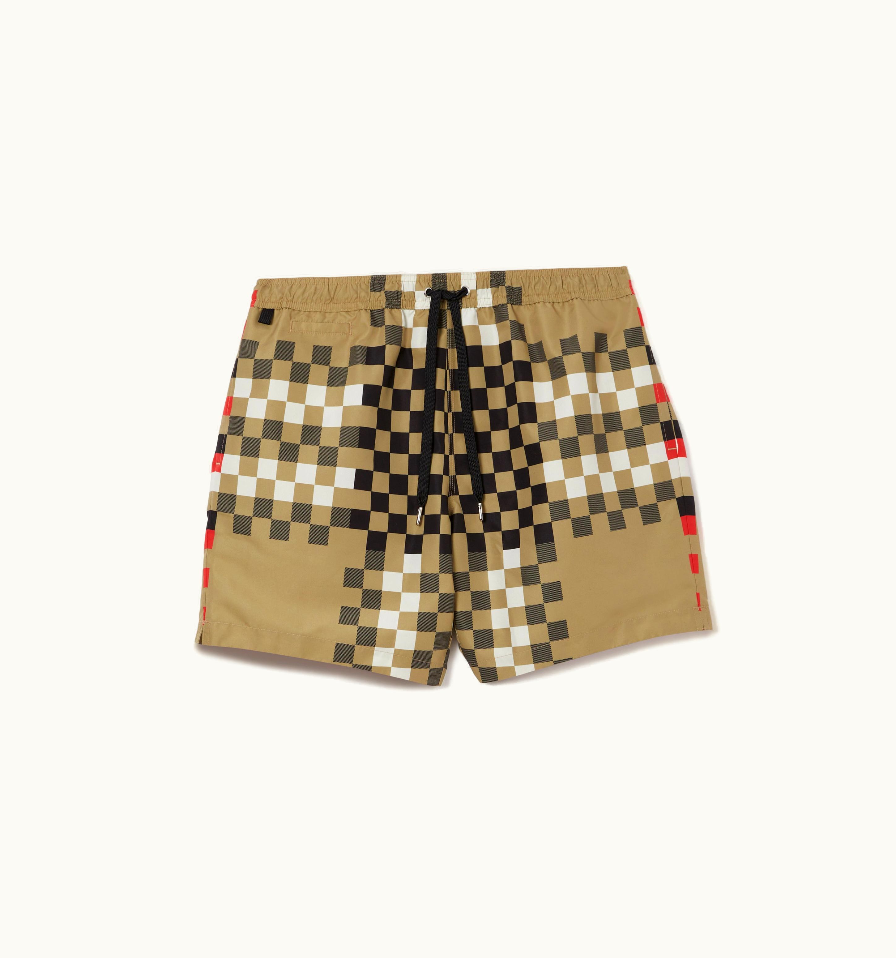 Burberry Burberry Check Print Drawcord Swim Shorts In Archive Beige - Men