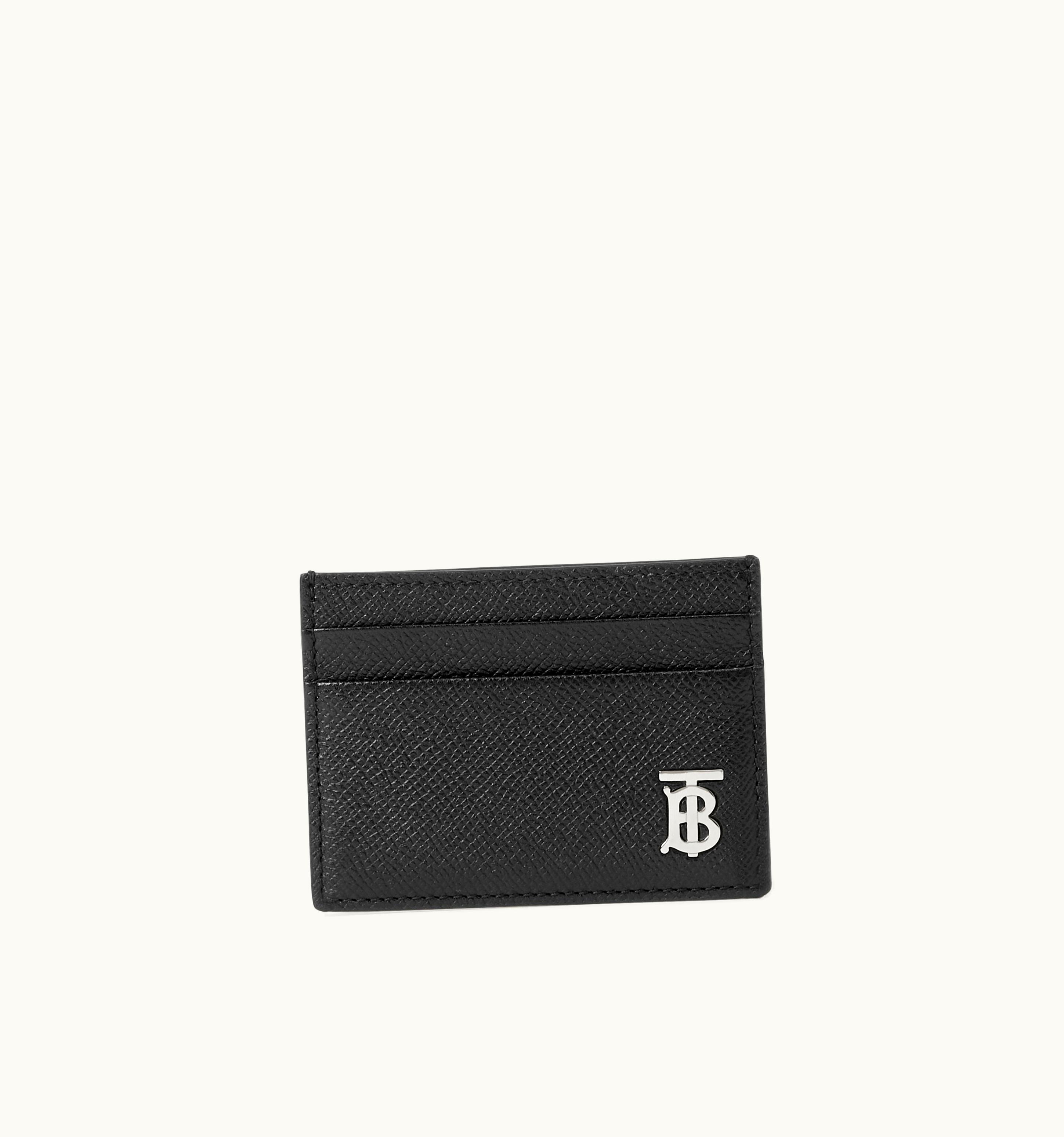 Burberry Burberry Grainy Leather Tb Card Case In Black - Men