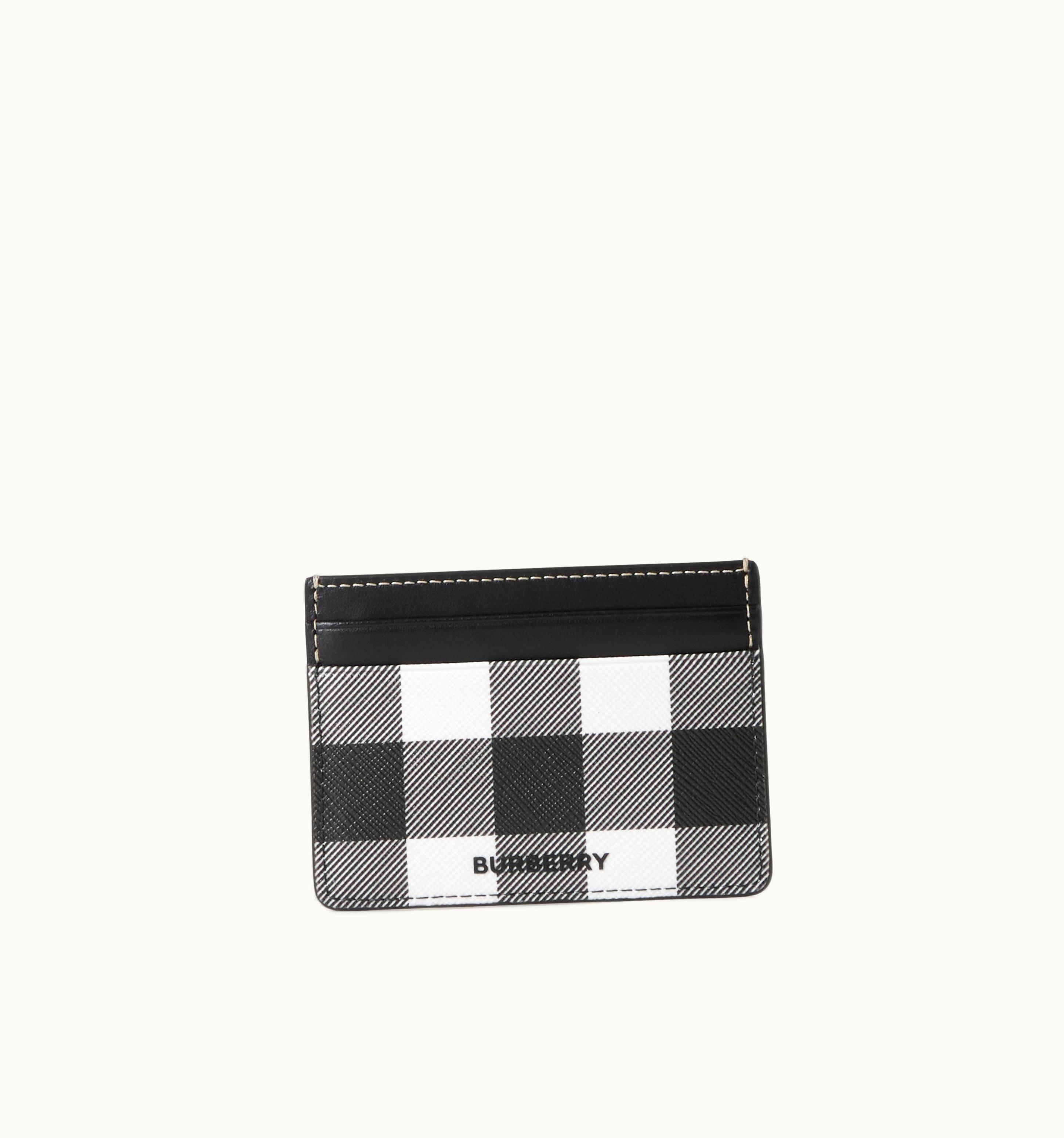 Burberry Burberry Exaggerated Check And Leather Card Case In Dark Birch Brown - Men