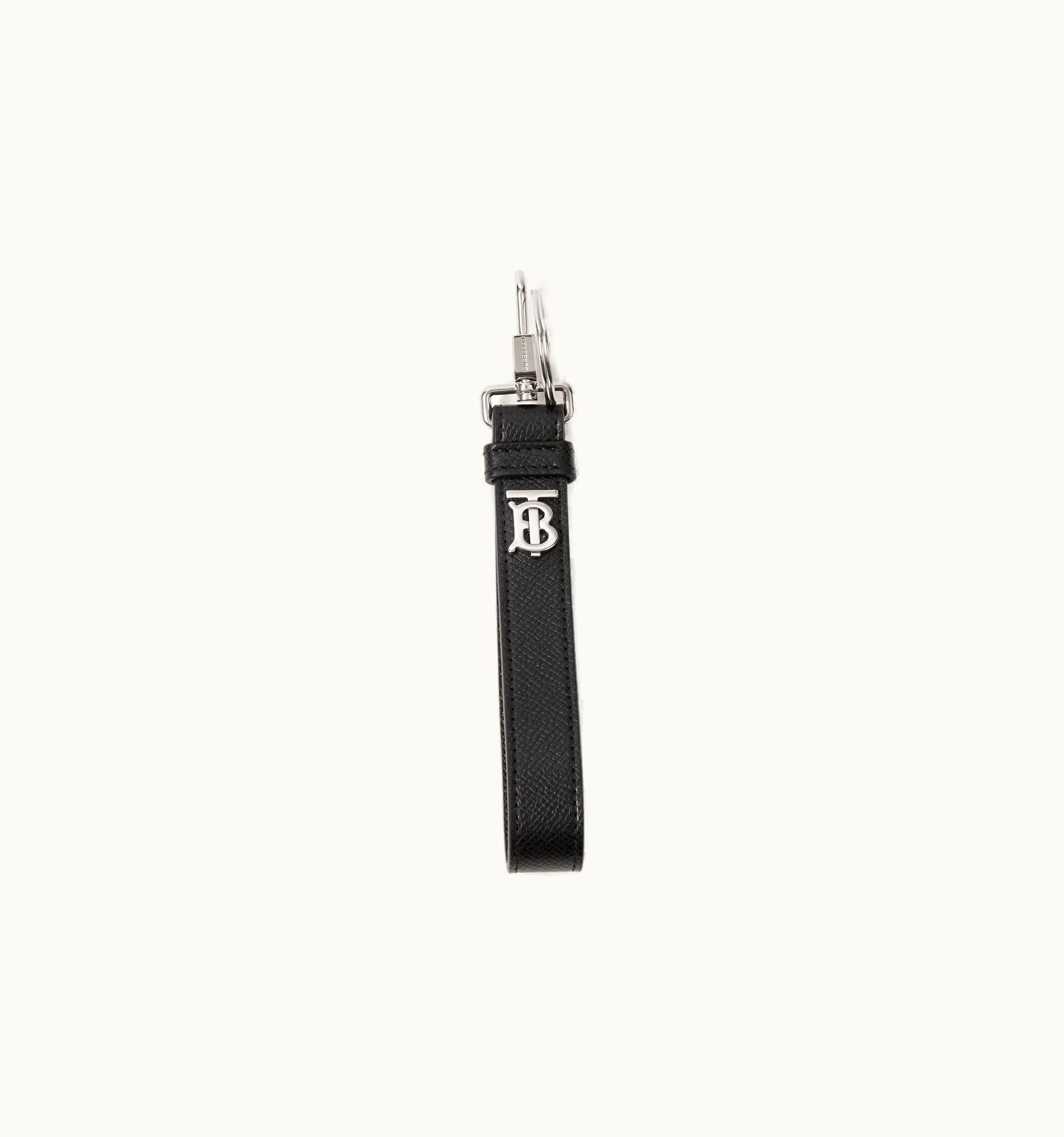 Burberry Burberry Monogram Motif Grainy Leather Key Ring In Black - Men UZ0141240