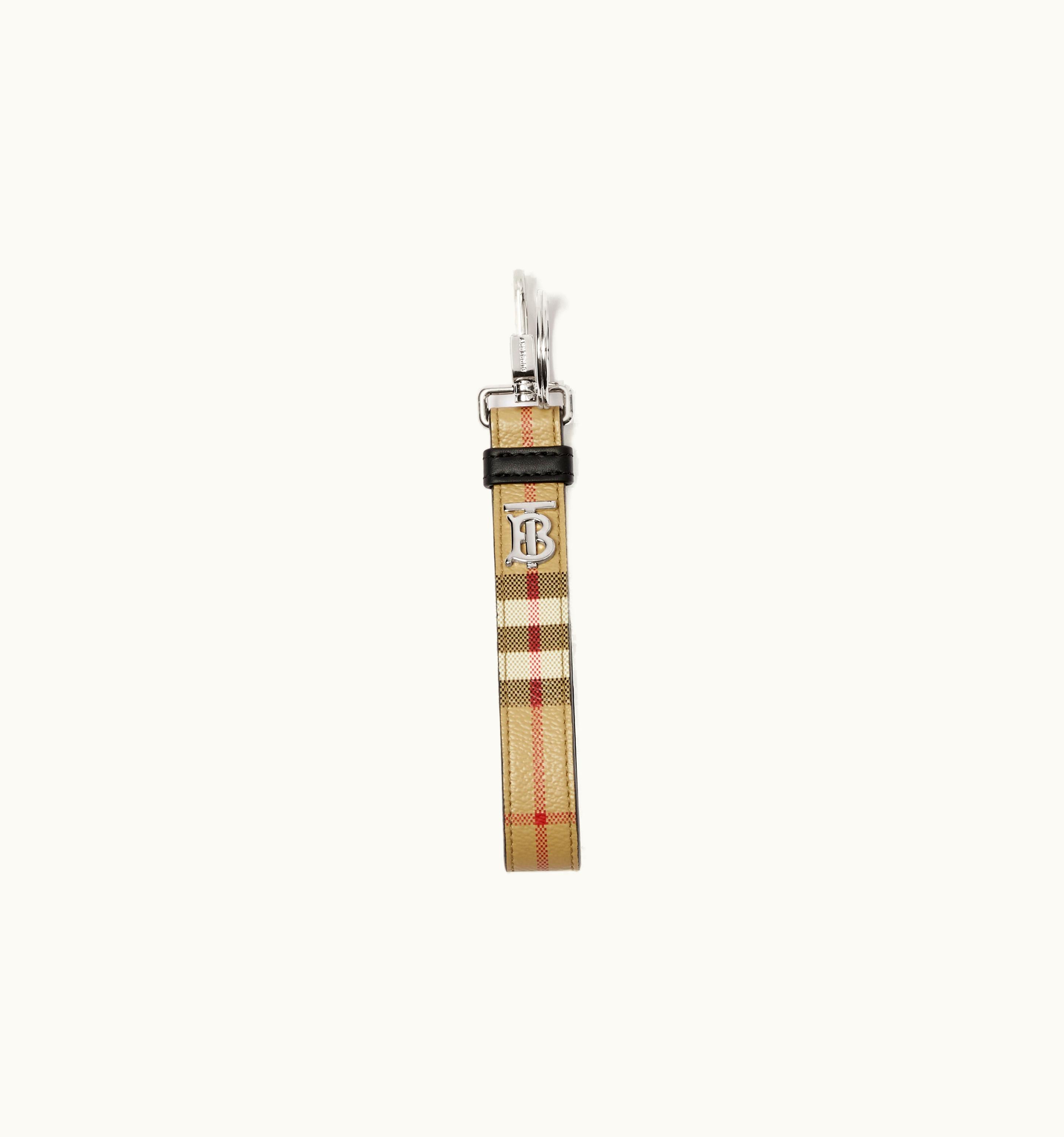 Burberry Burberry Monogram Motif Check Key Ring In Archive Beige - Men